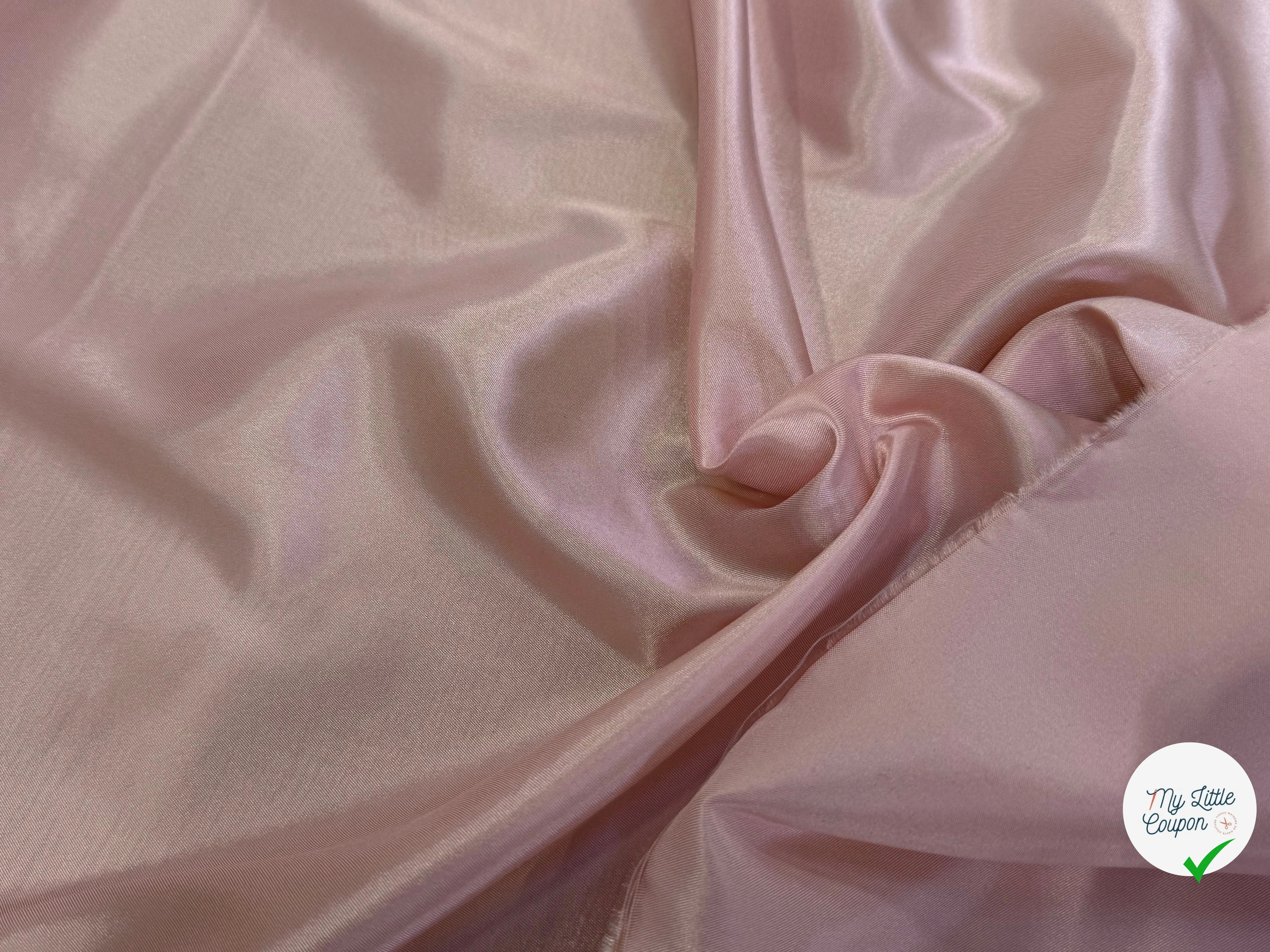 DOUBLURE ACETATE CUPRO LÉGÈREMENT SATINÉ ROSE PLALE ÉCRÉMÉ - My Little Coupon