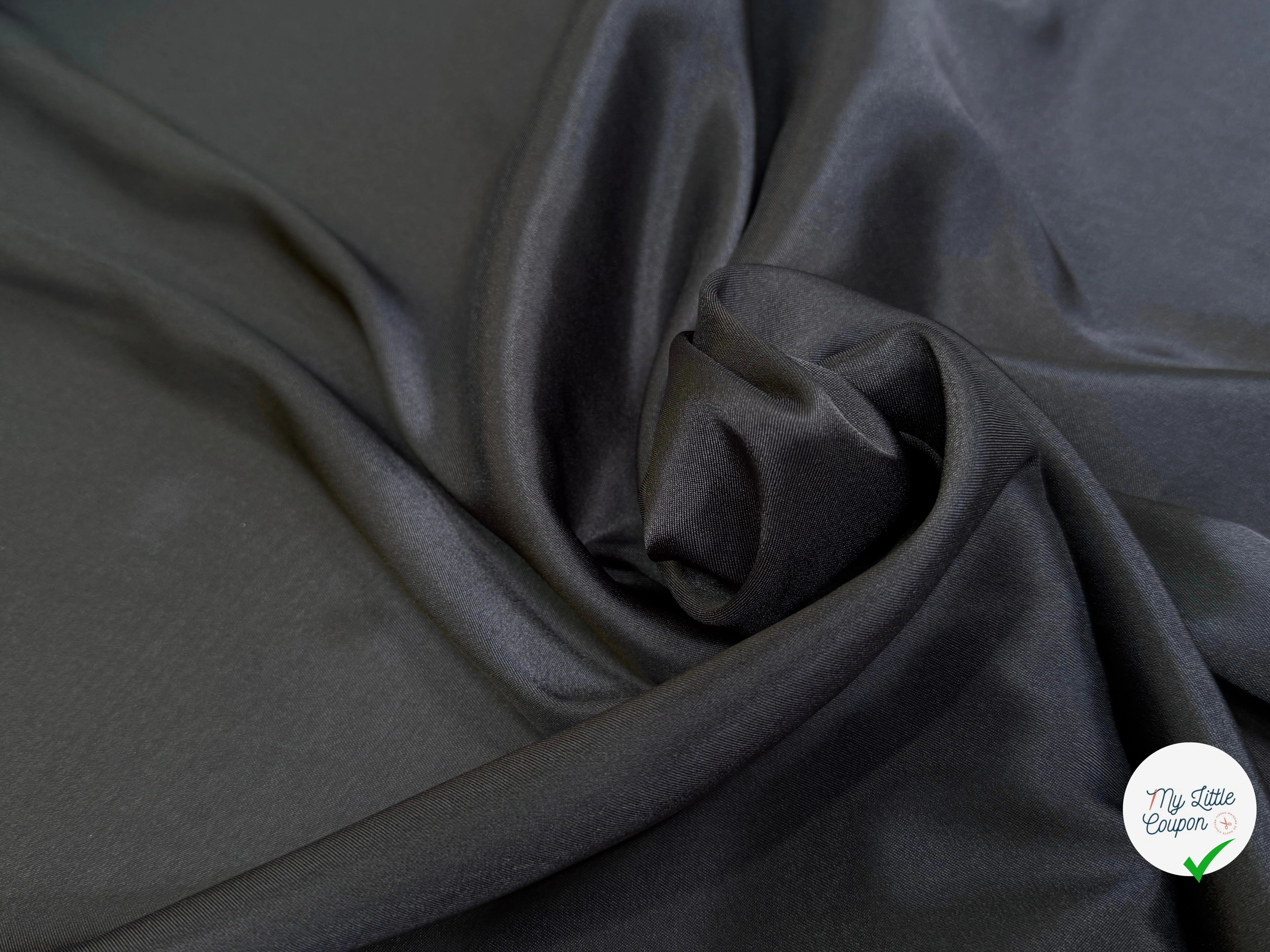 DOUBLURE FLUIDE 68% ACETATE LÉGÈREMENT SATINÉE NOIR ANTHRACITE - My Little Coupon