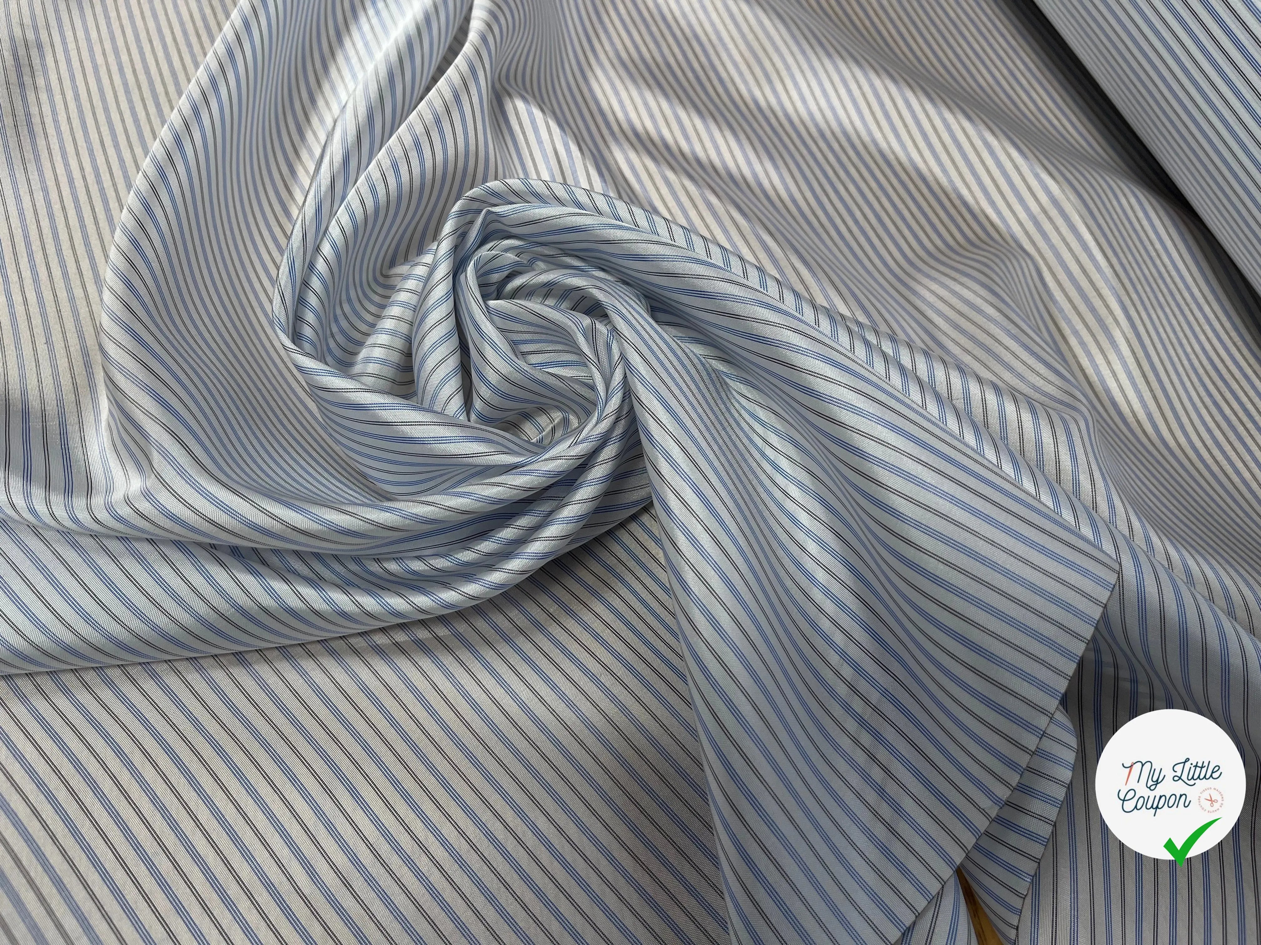 DOUBLURE MIGNONNETTE ACV A RAYURE BLEUE GRISE FOND BLANC - My Little Coupon