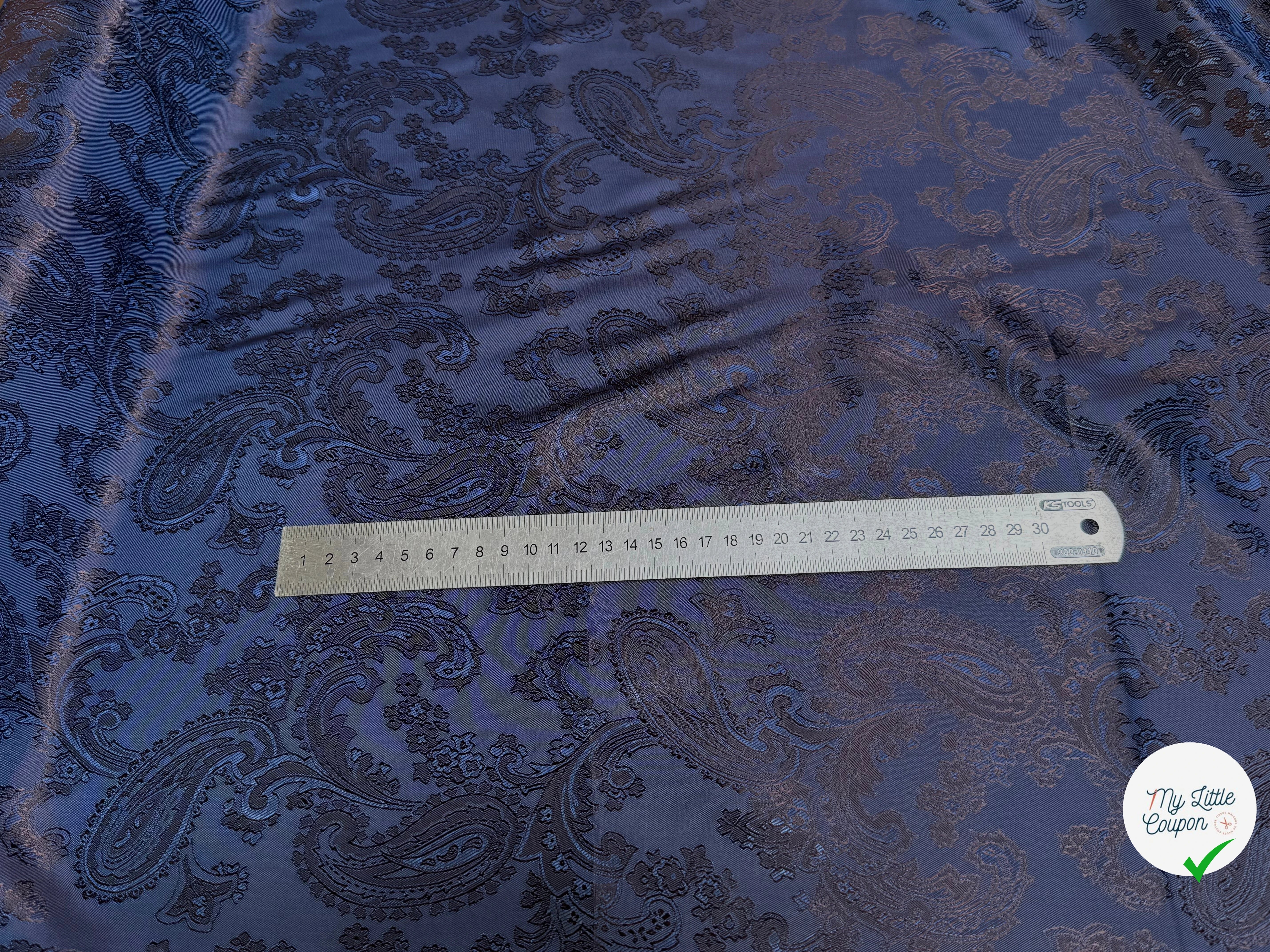 DOUBLURE SATIN IMPRIMÉ FLOREAUX BLEU 58% VISCOSE - My Little Coupon