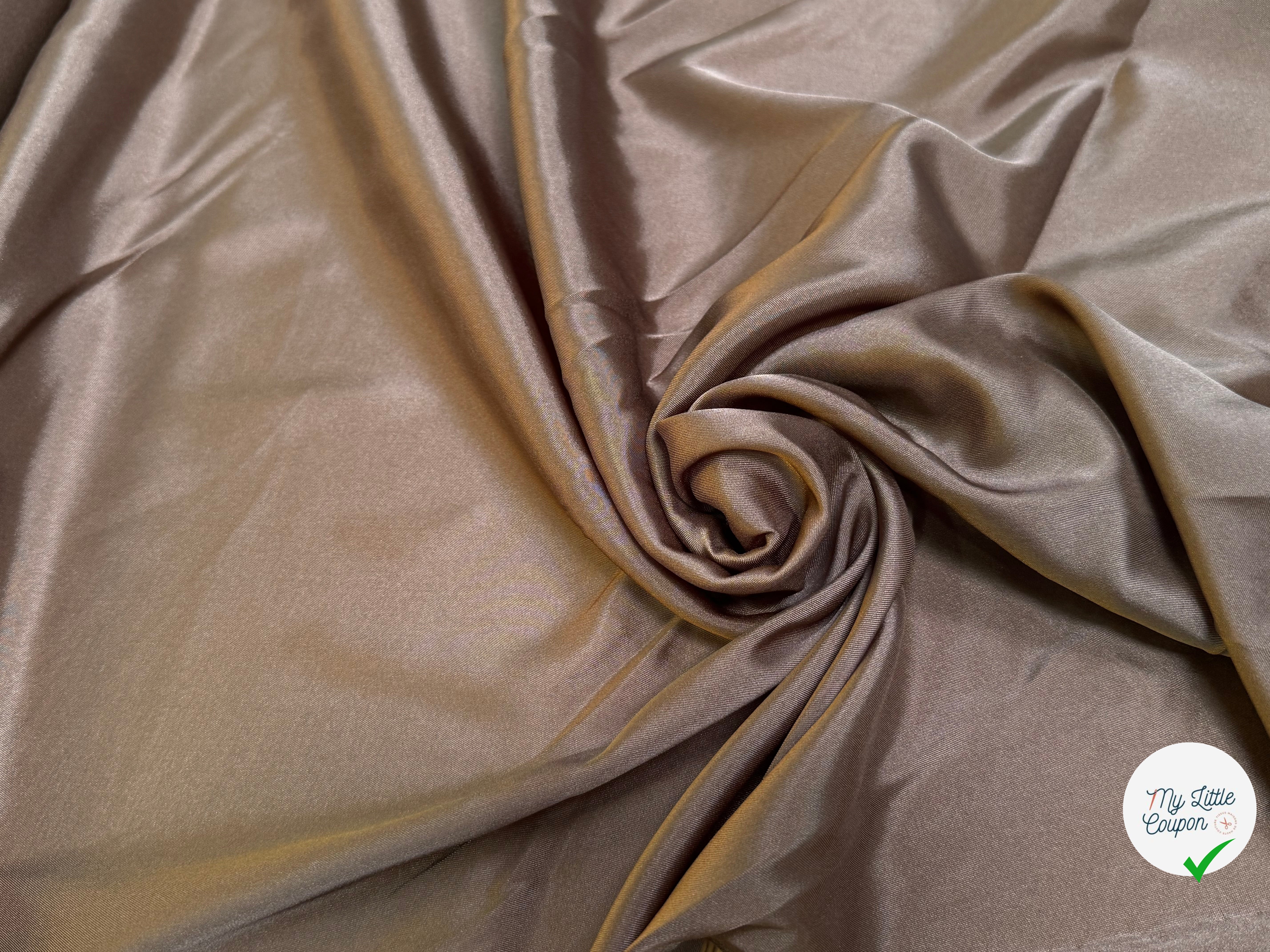 DOUBLURE SATINÉE STRETCH CHOCO MARRON 62% ACETATE - My Little Coupon
