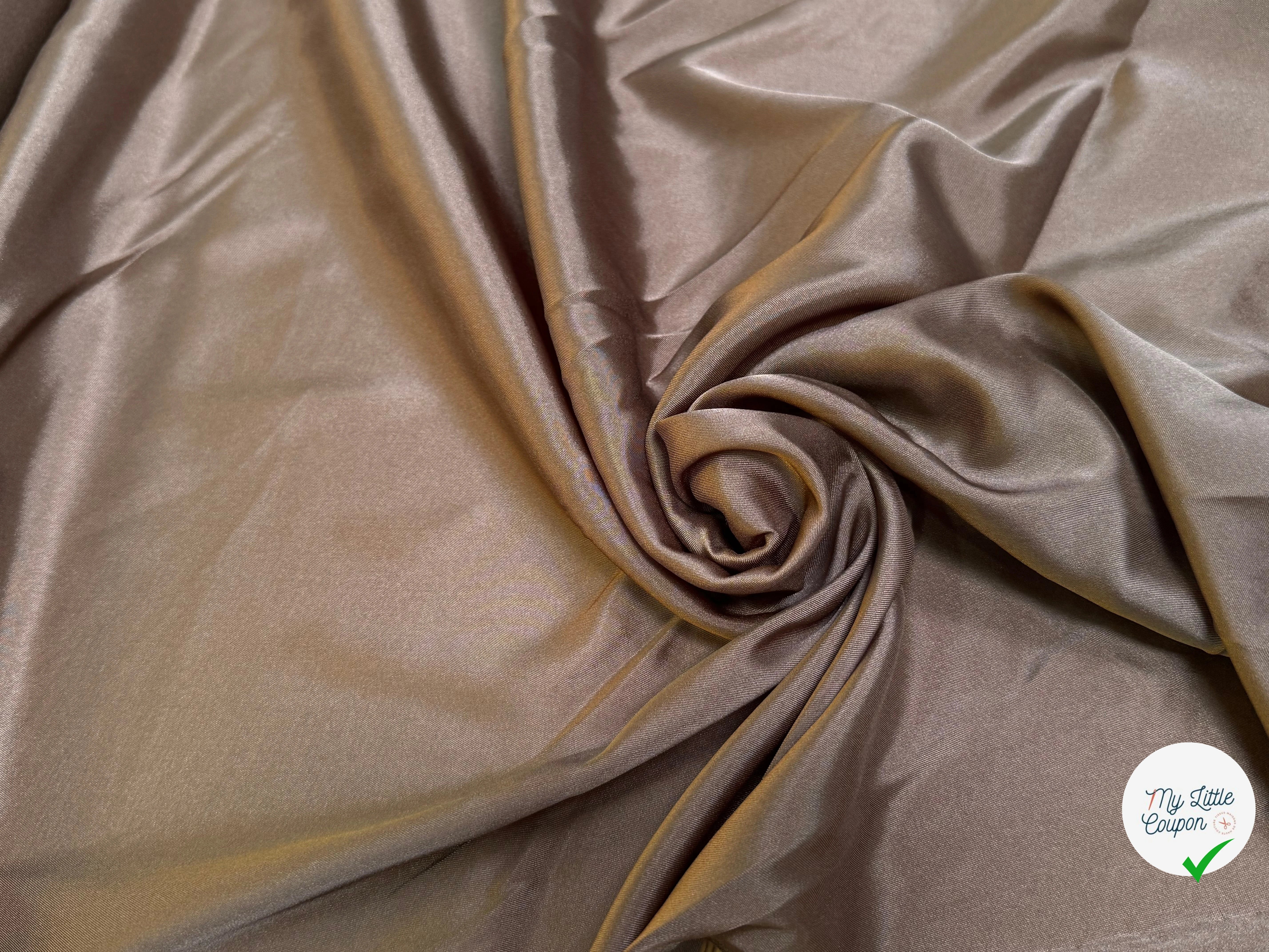 DOUBLURE SATINÉE STRETCH CHOCO MARRON 62% ACETATE - My Little Coupon