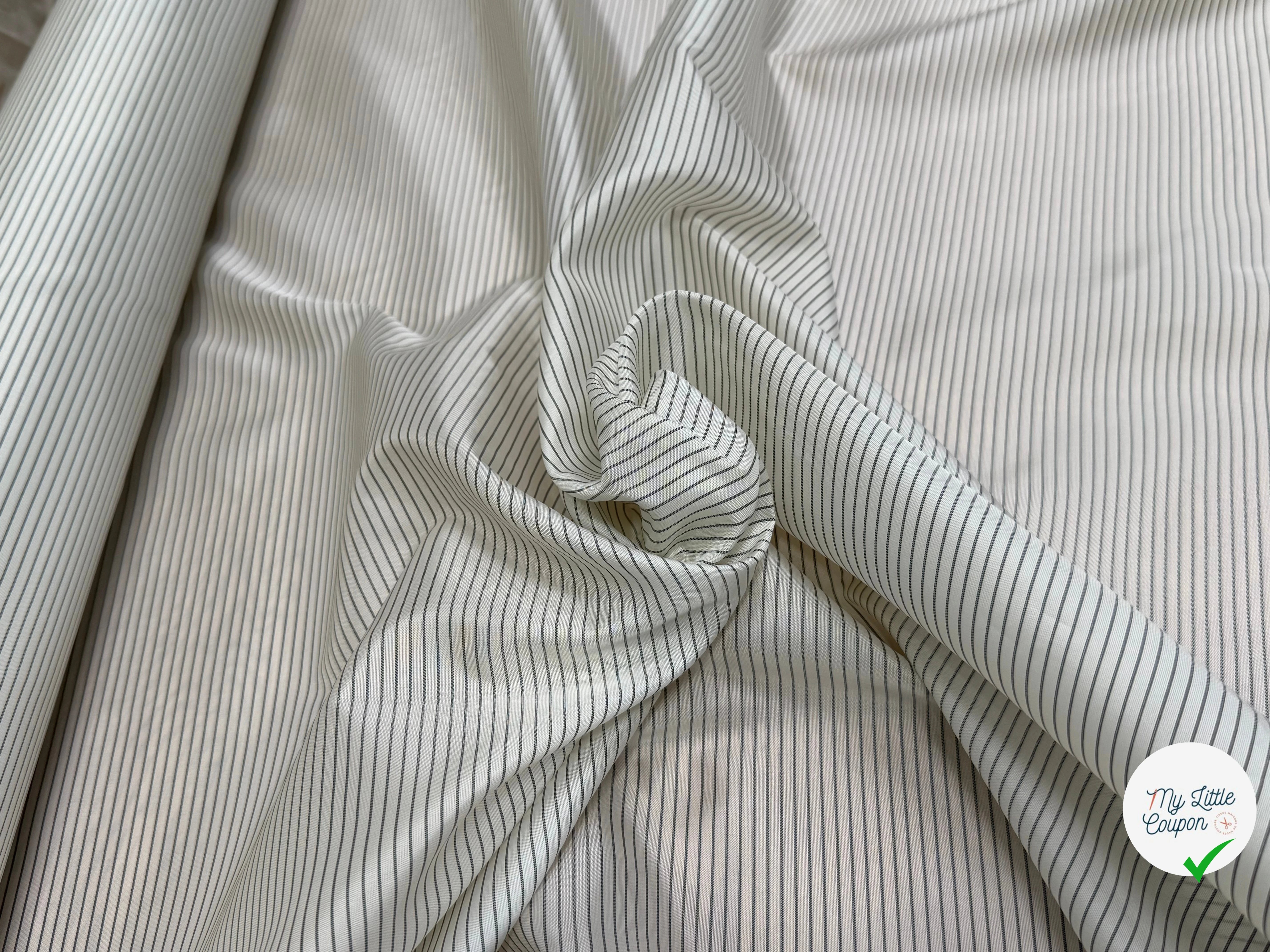 DOUBLURE VISCOSE FINES RAYURES 80% VISCOSE ÉCRU - My Little Coupon