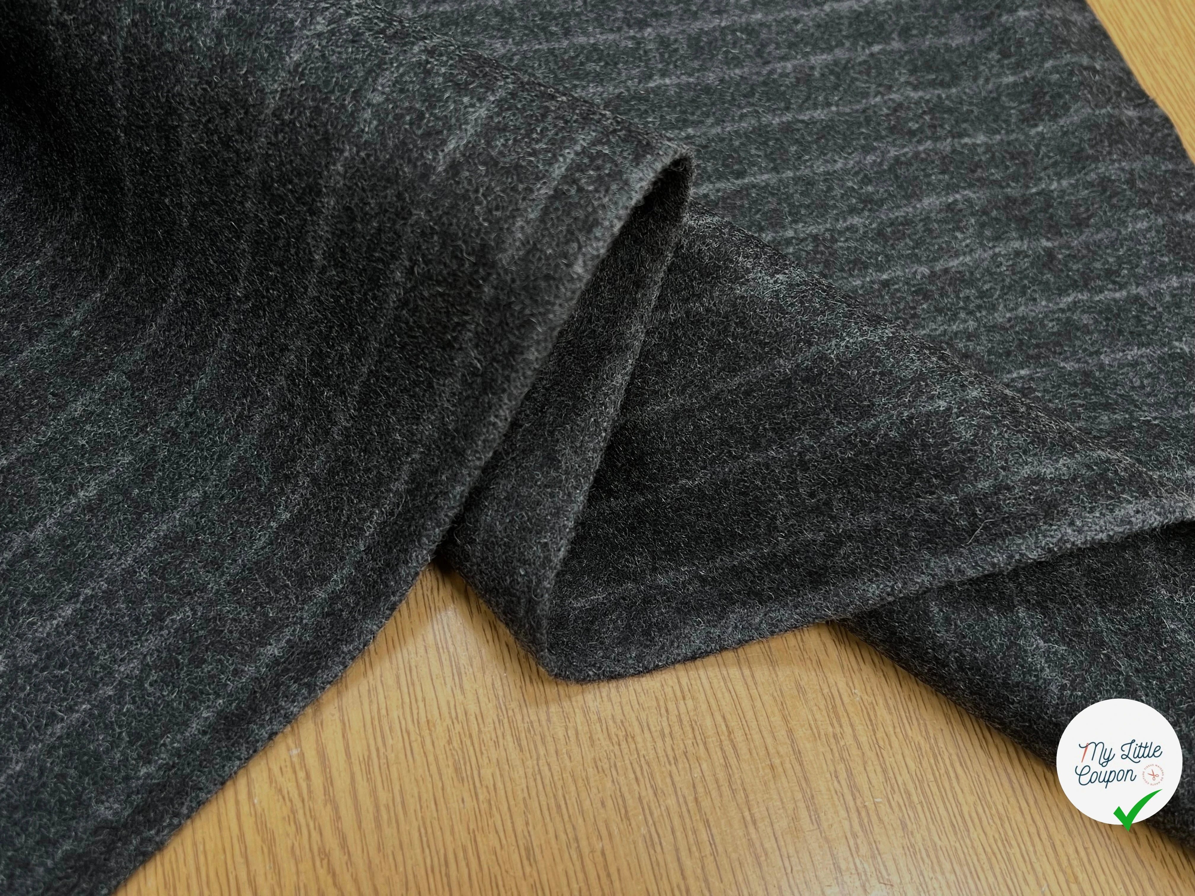 DRAP DE LAINE LOURD GROSSES RAYURES GRIS 80% LAINE VIERGE - My Little Coupon