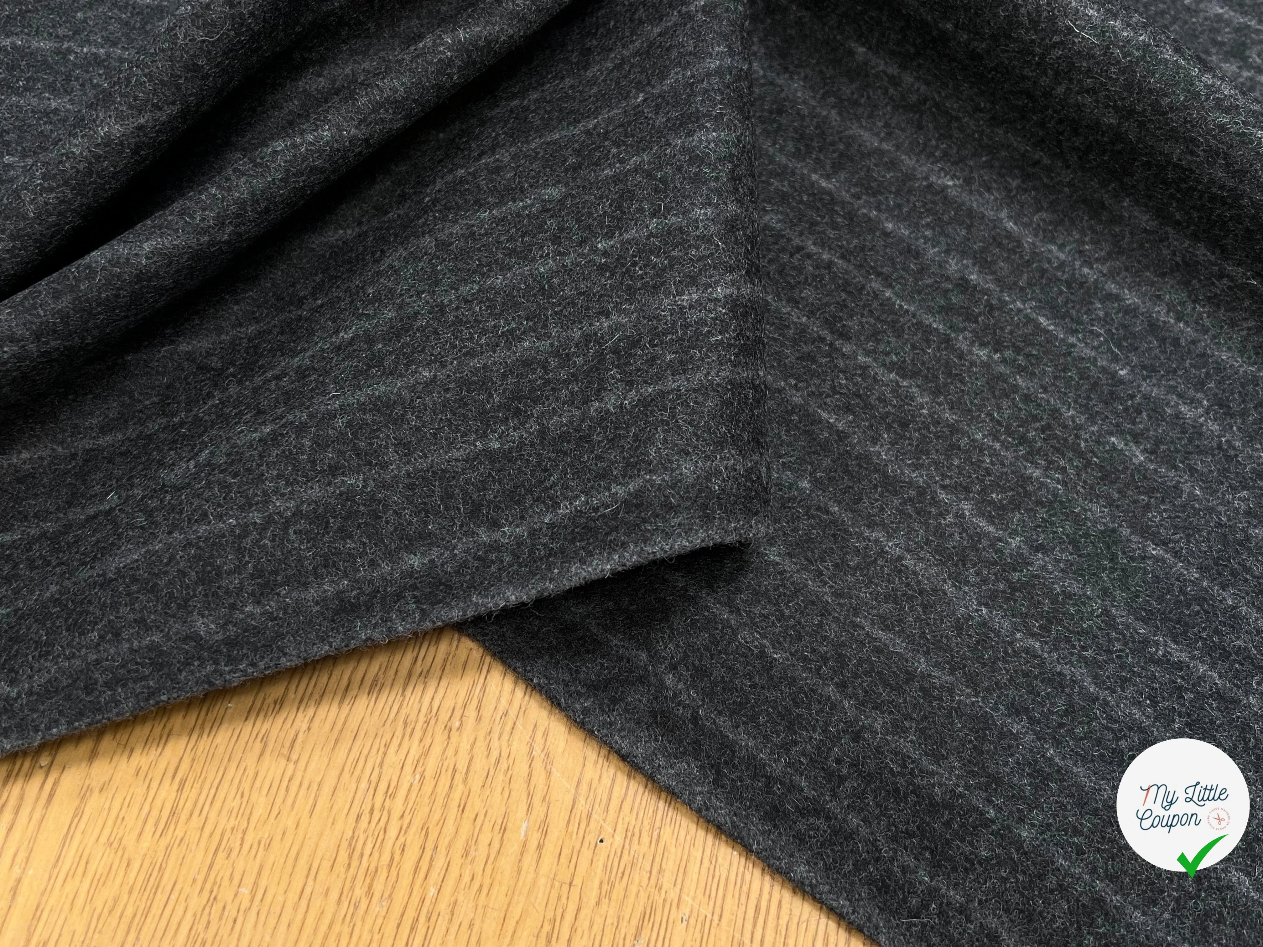 DRAP DE LAINE LOURD GROSSES RAYURES GRIS 80% LAINE VIERGE - My Little Coupon