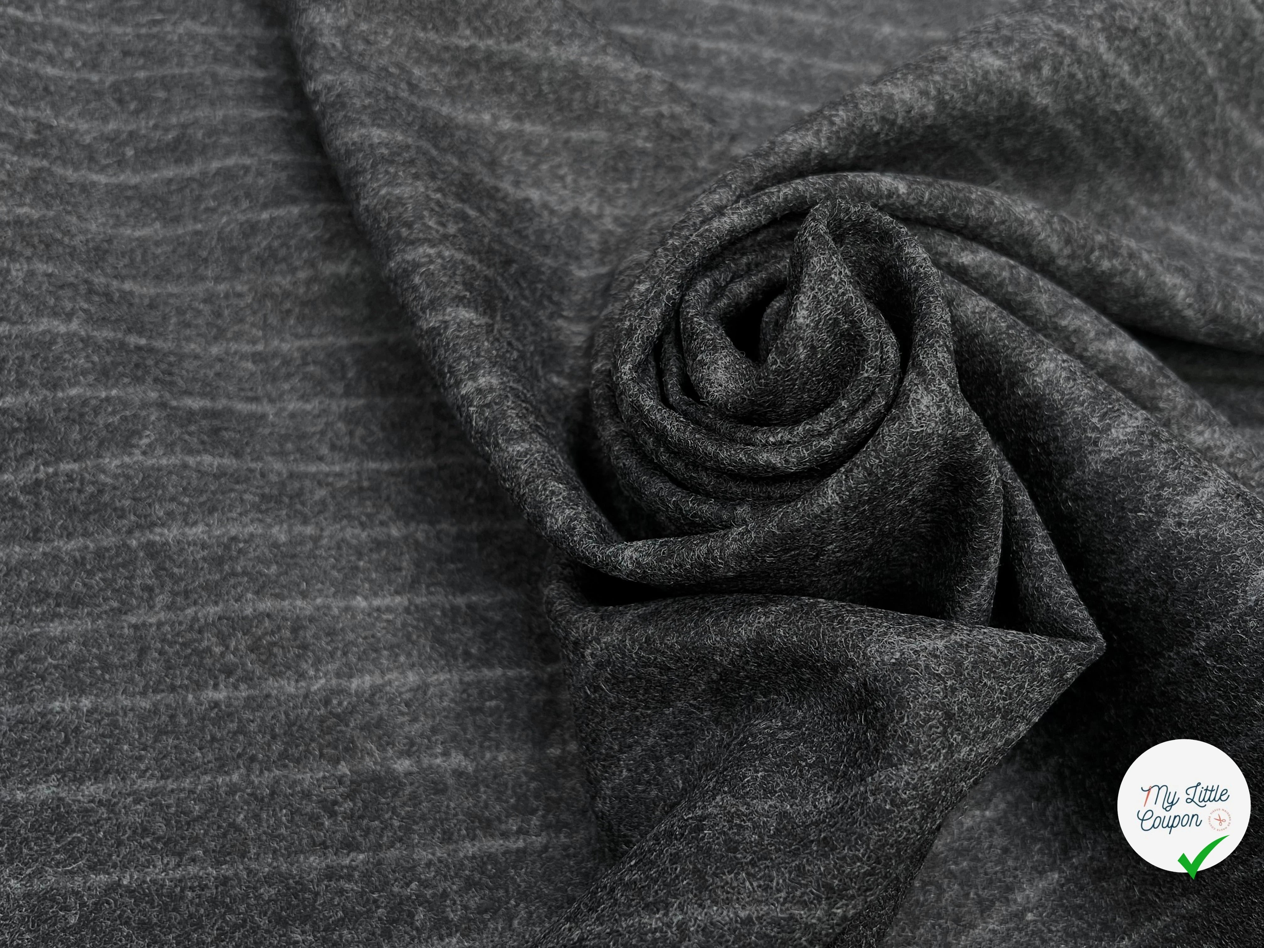 DRAP DE LAINE LOURD GROSSES RAYURES GRIS 80% LAINE VIERGE - My Little Coupon