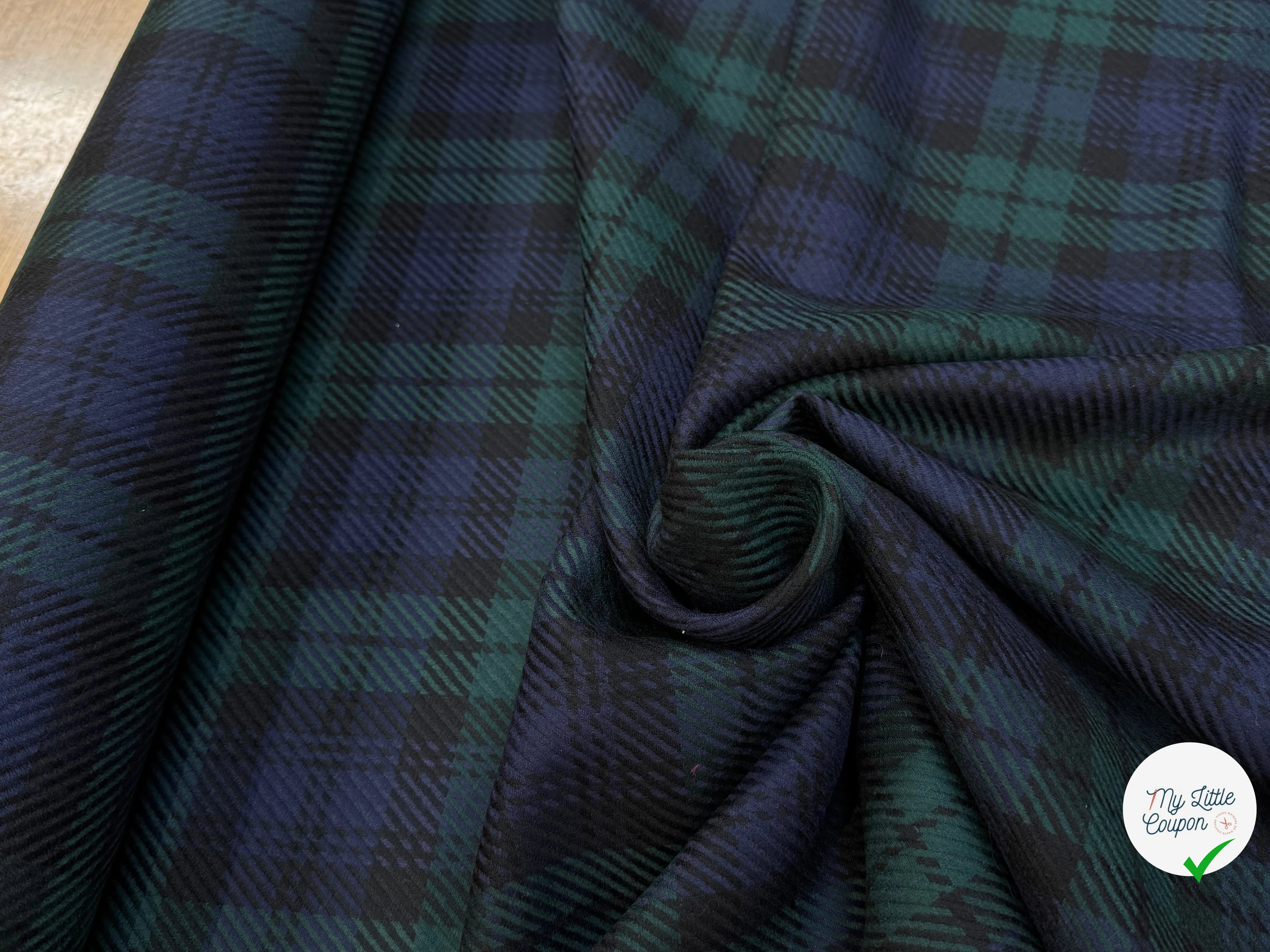 DRAPERIE 100% LAINE VIERGE SCOTLAND STYLE BLEU VERT - My Little Coupon