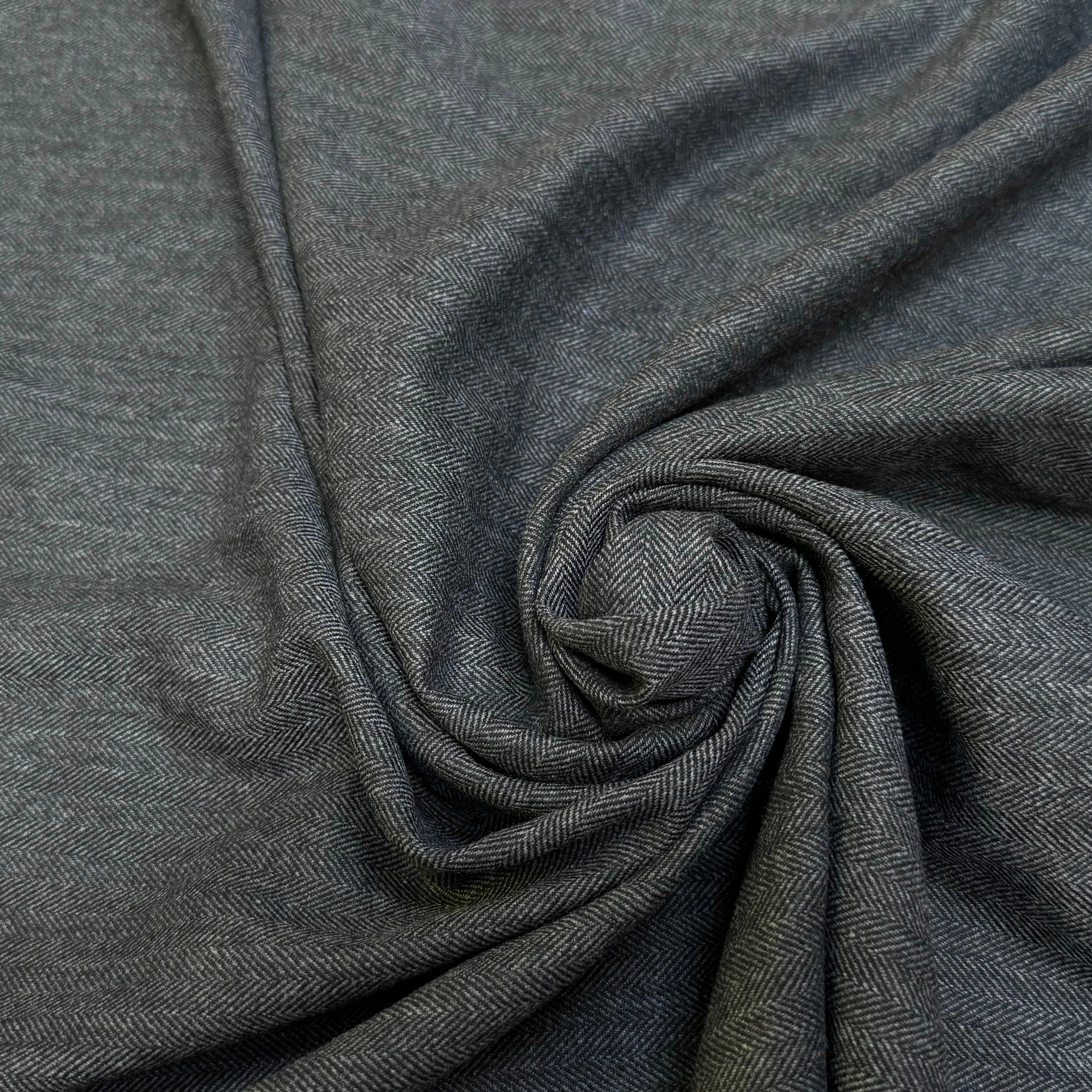 DRAPERIE CHEVRON POLYVISCOSE ET LAINE GRISE TENUE REMARQUABLE 40% LAINE - My Little Coupon