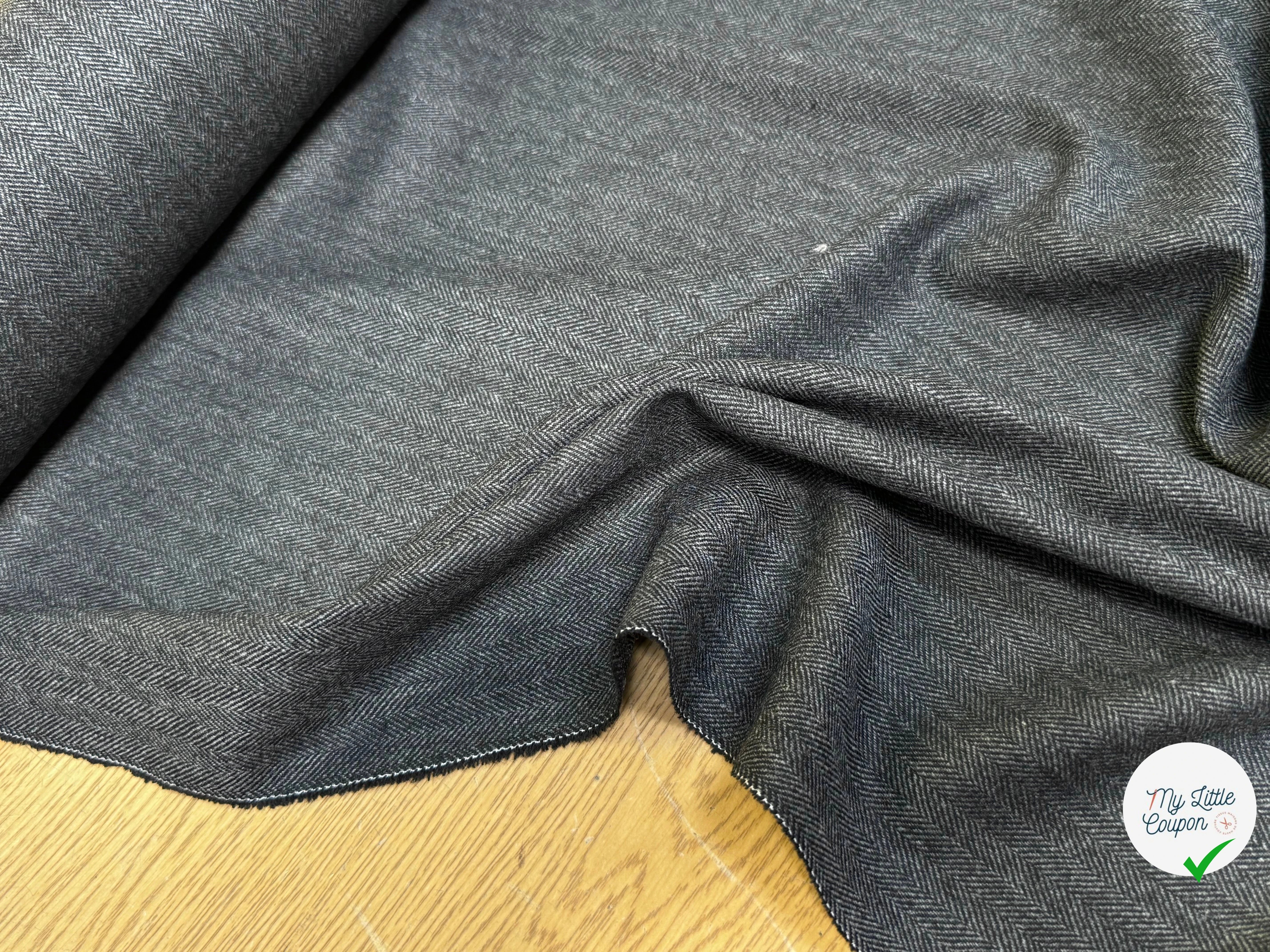 DRAPERIE CHEVRON POLYVISCOSE ET LAINE GRISE TENUE REMARQUABLE 40% LAINE - My Little Coupon