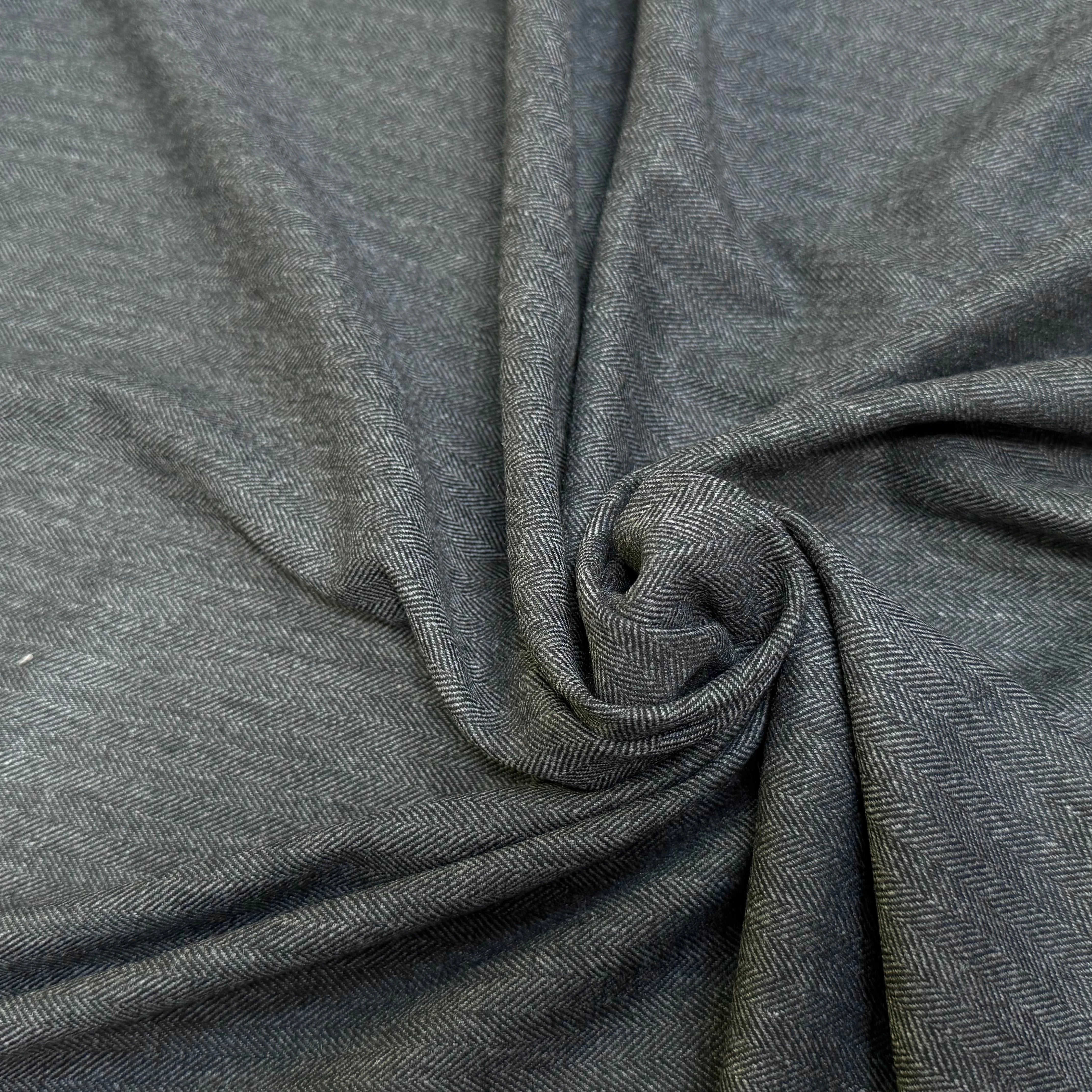 DRAPERIE CHEVRON POLYVISCOSE ET LAINE GRISE TENUE REMARQUABLE 40% LAINE - My Little Coupon