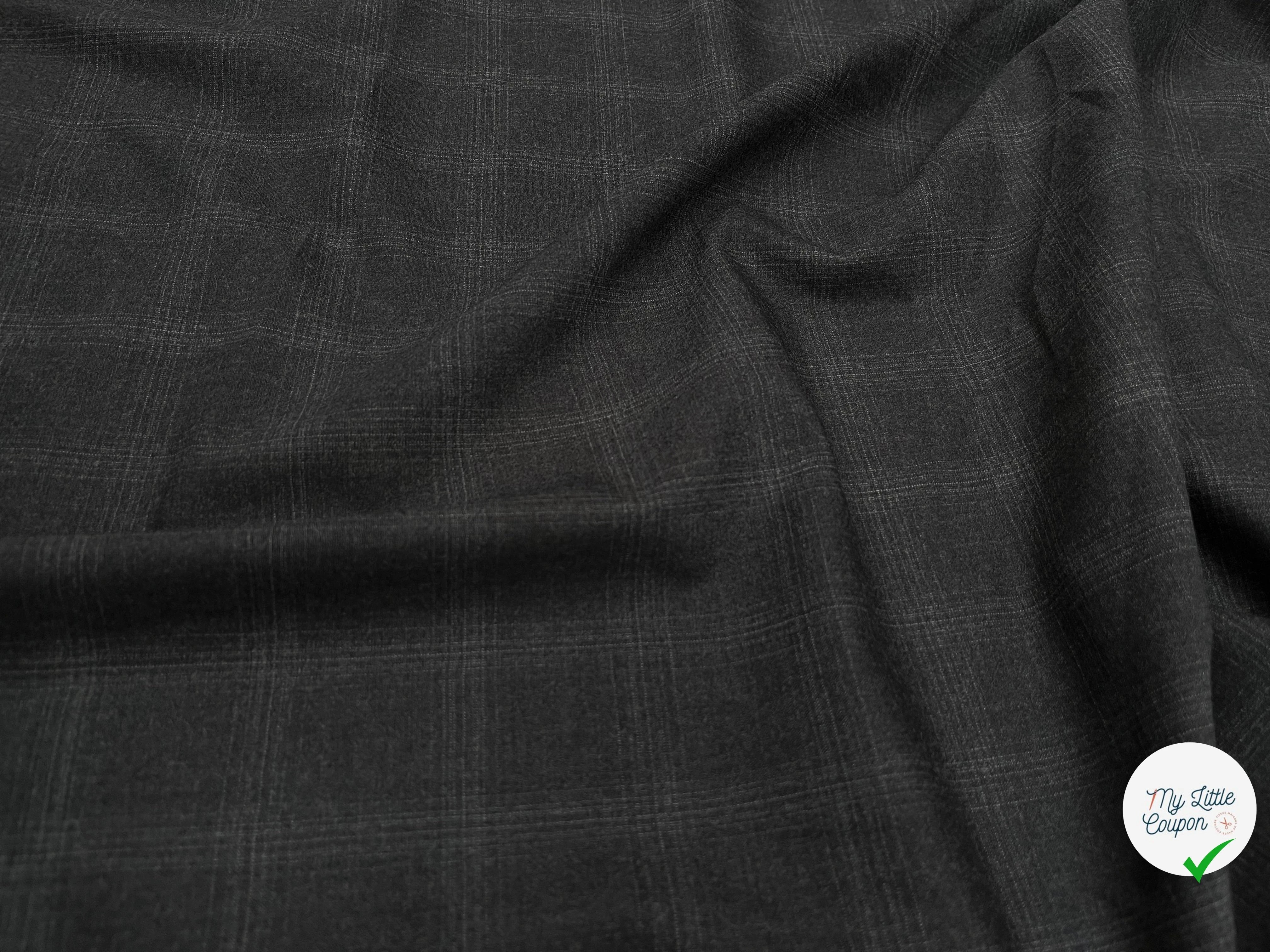 DRAPERIE DE LAINE À CARREAUX GRIS NOIR FONCÉ DEPERLANTE - My Little Coupon