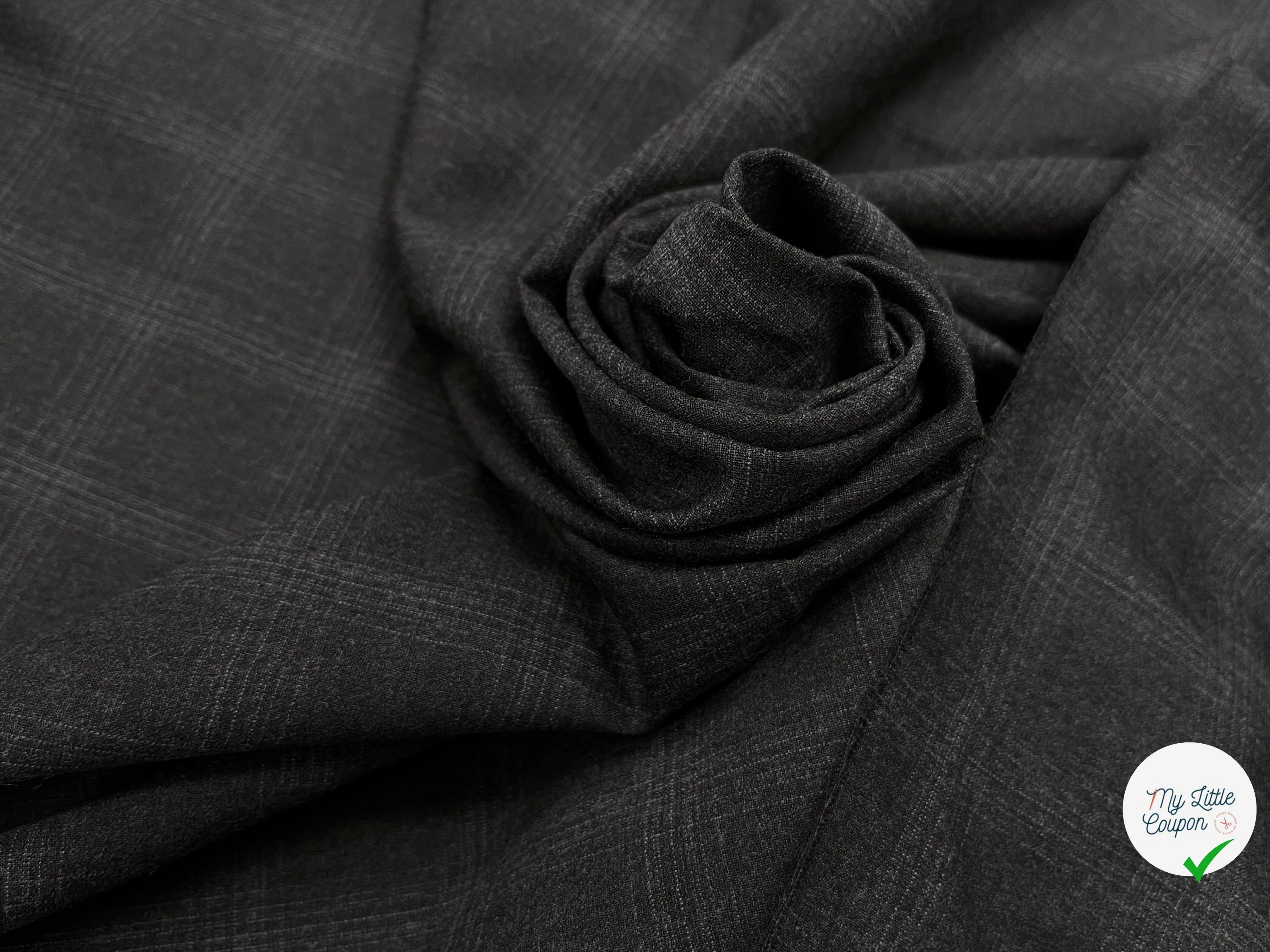 DRAPERIE DE LAINE À CARREAUX GRIS NOIR FONCÉ DEPERLANTE - My Little Coupon