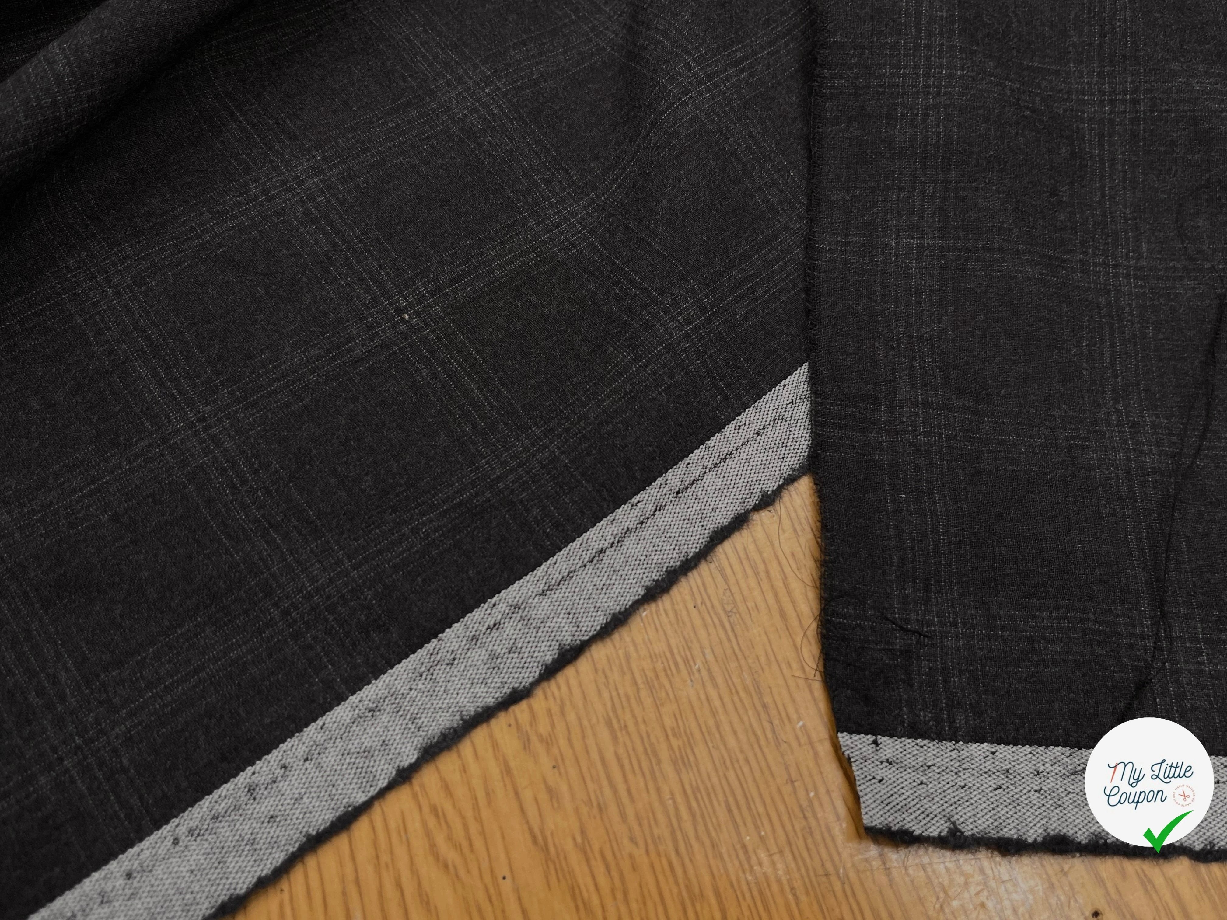 DRAPERIE DE LAINE À CARREAUX GRIS NOIR FONCÉ DEPERLANTE - My Little Coupon
