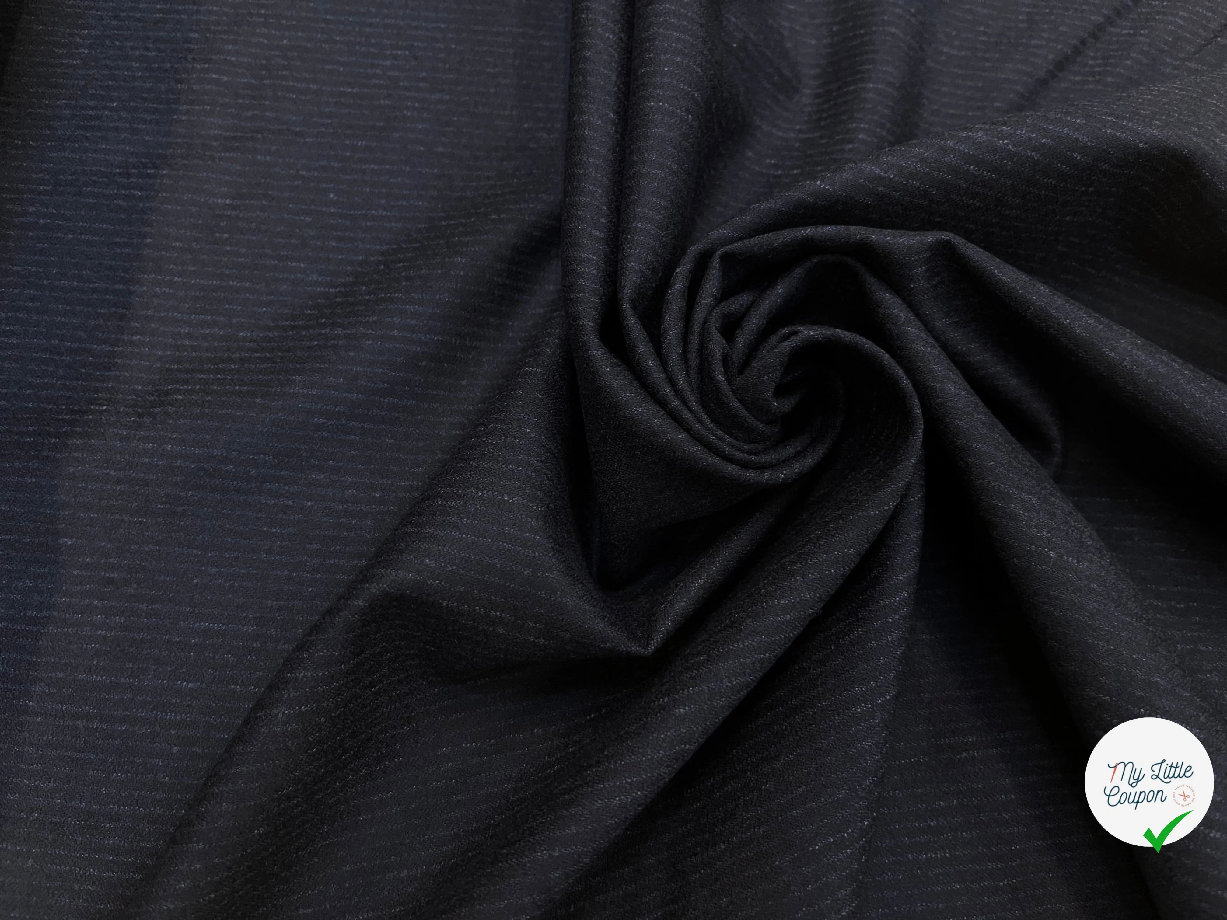 DRAPERIE DE LAINE BLEU NAVY FINE RAYURES 100% LAINE - My Little Coupon