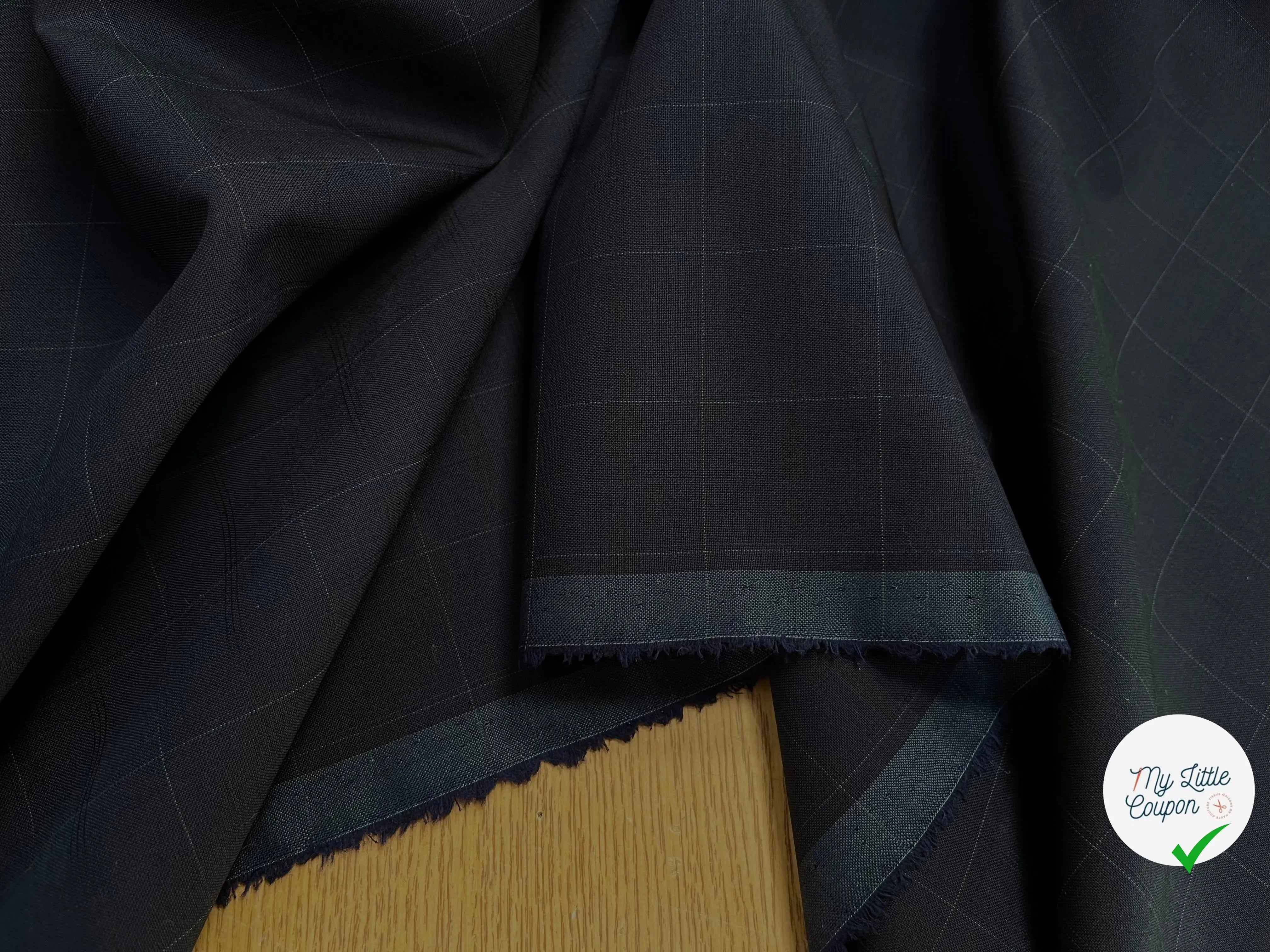 DRAPERIE DE LAINE BLEU NUIT À CARREAUX DEPERLANTE CHIC - My Little Coupon