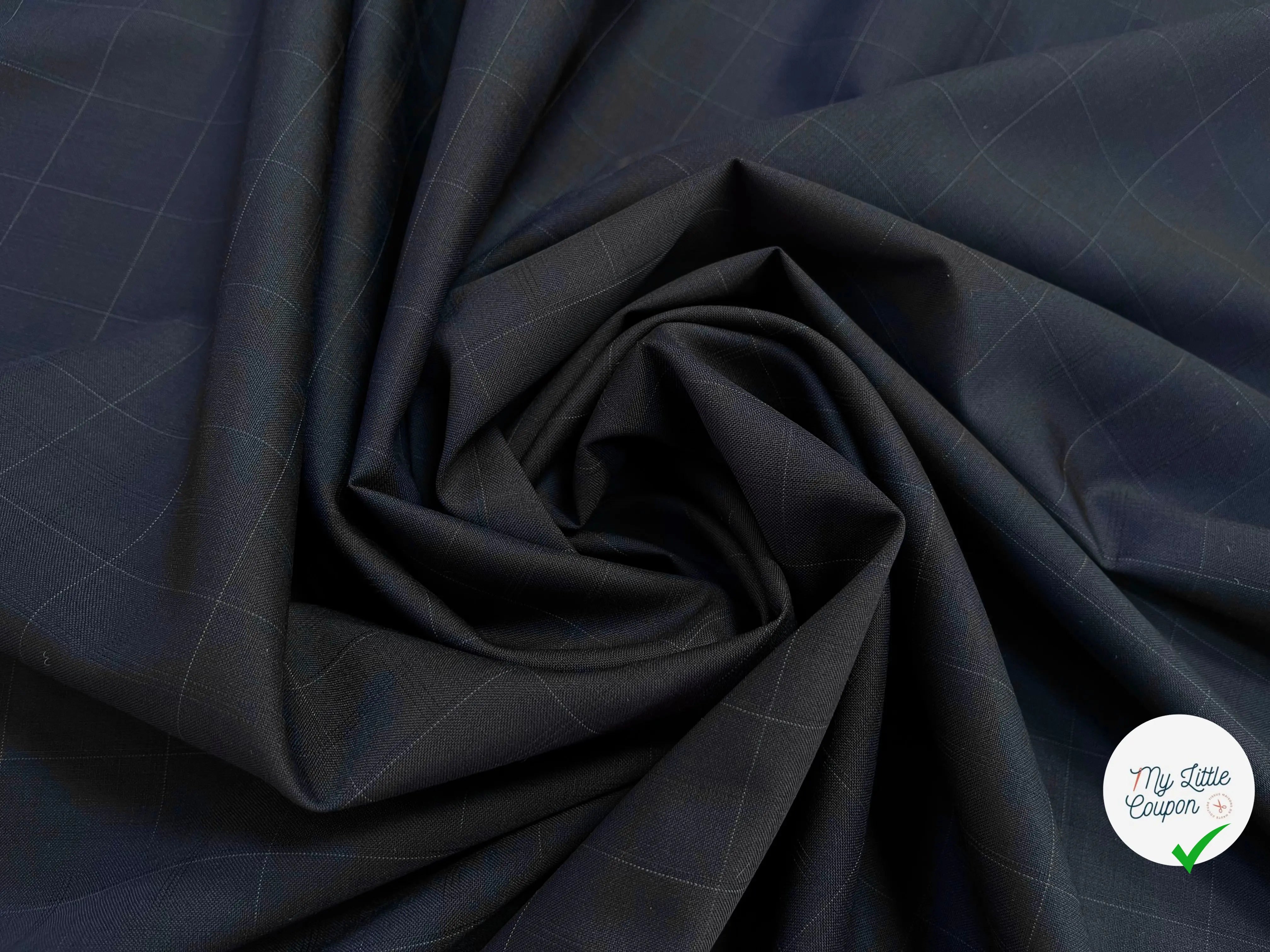 DRAPERIE DE LAINE BLEU NUIT À CARREAUX DEPERLANTE CHIC - My Little Coupon