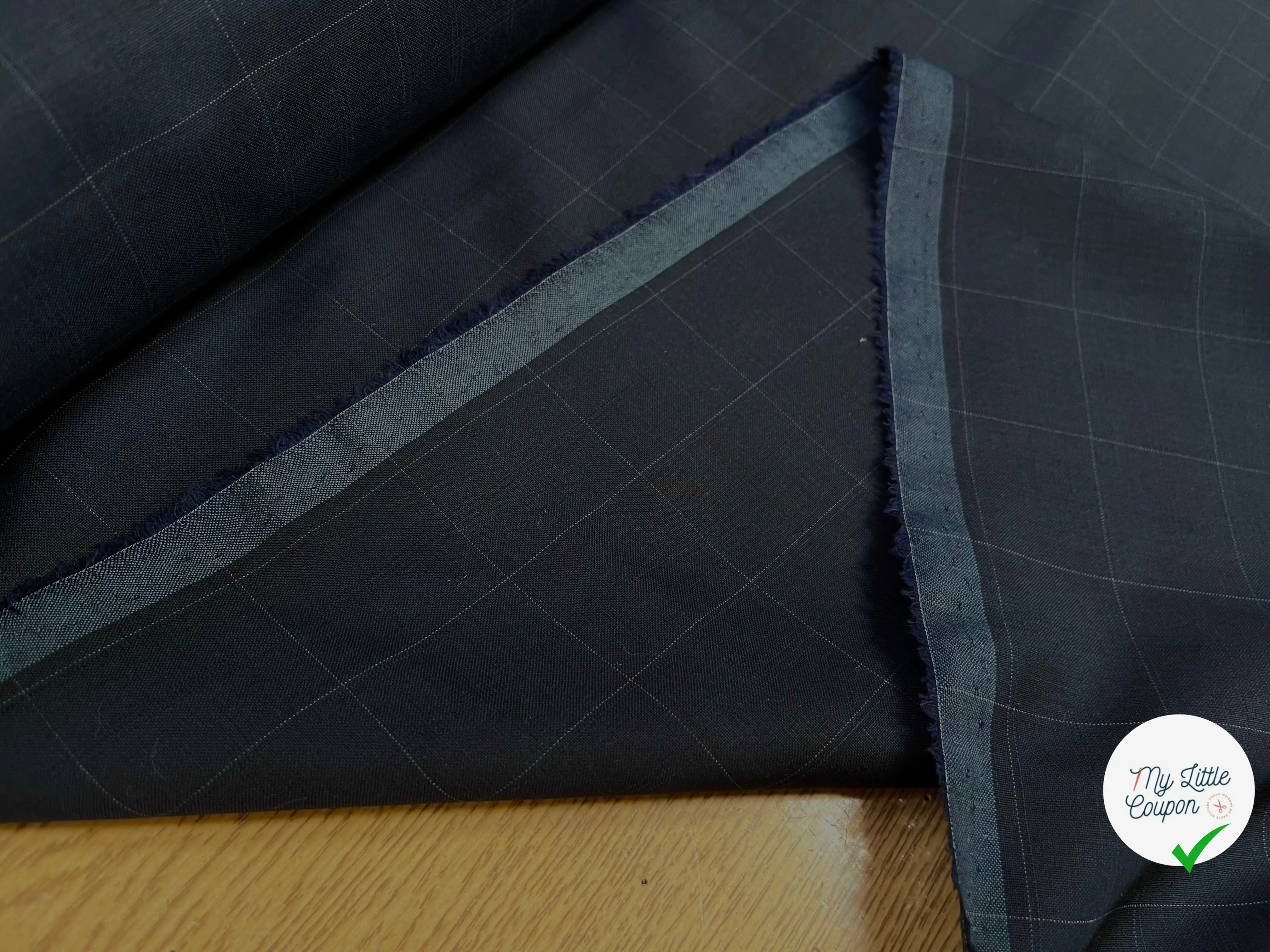 DRAPERIE DE LAINE BLEU NUIT À CARREAUX DEPERLANTE CHIC - My Little Coupon