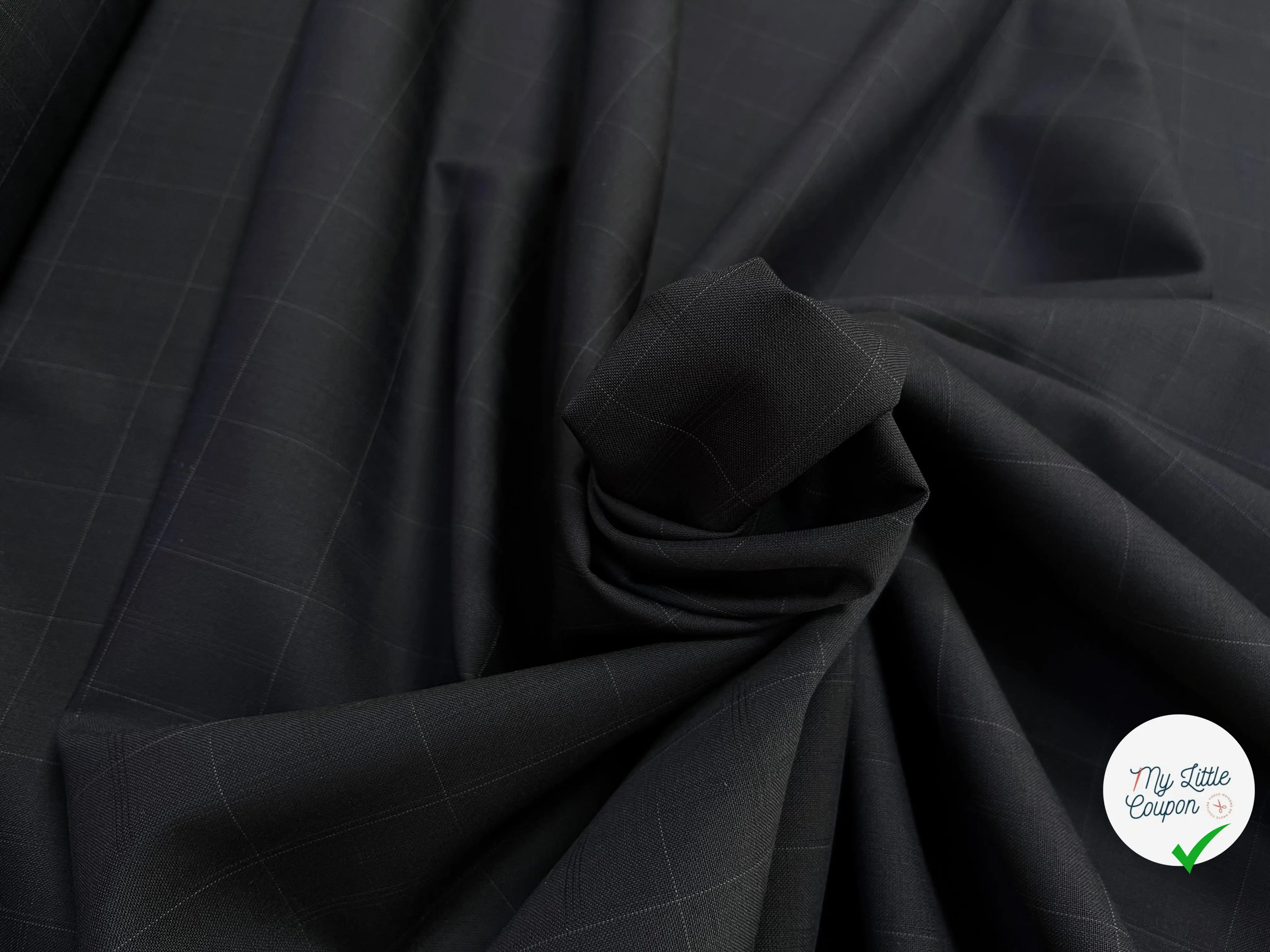 DRAPERIE DE LAINE BLEU NUIT À CARREAUX DEPERLANTE CHIC - My Little Coupon