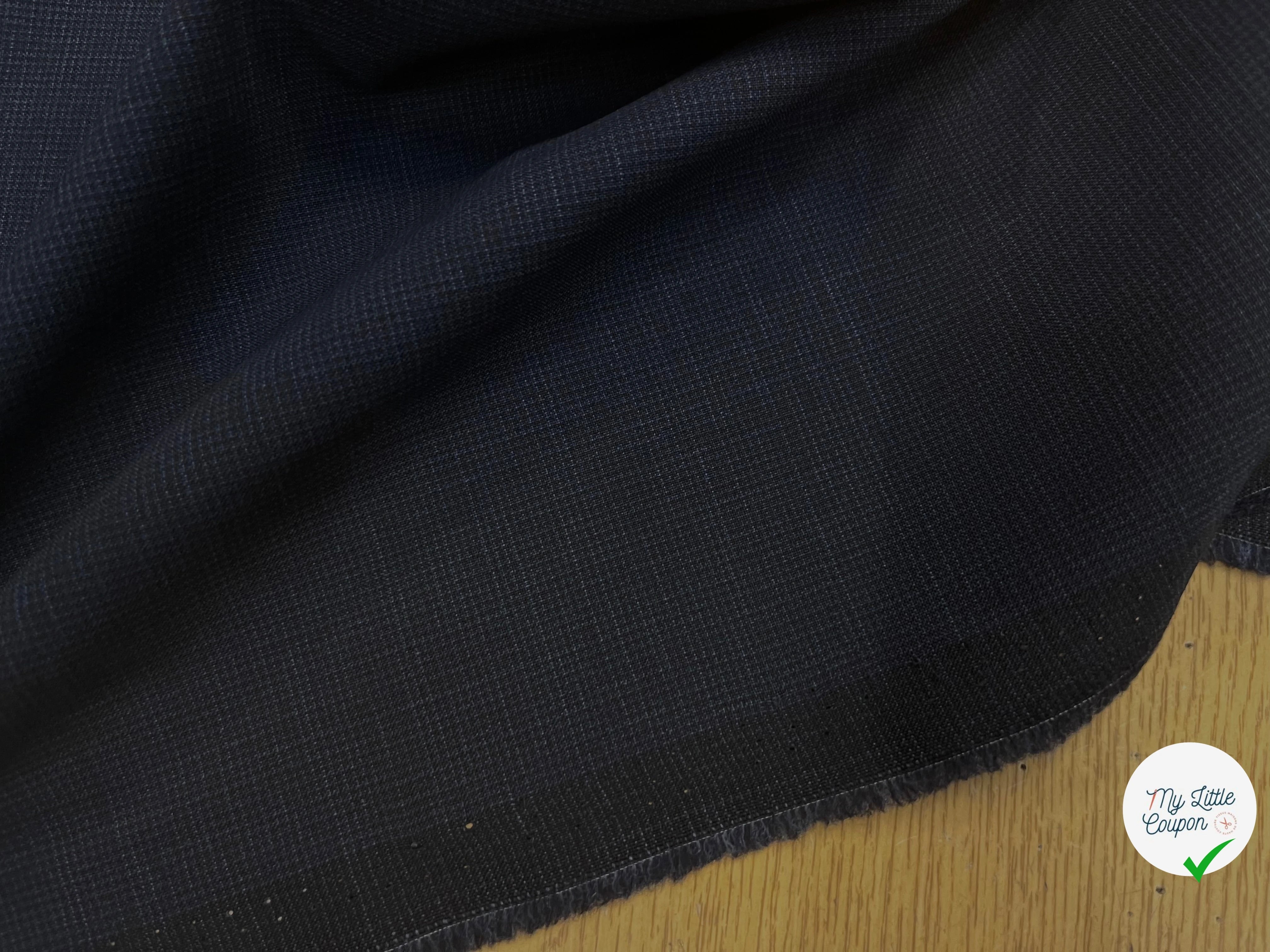 DRAPERIE DE LAINE BLEU NUIT DEPERLANTE PETIT CARREAUX - My Little Coupon