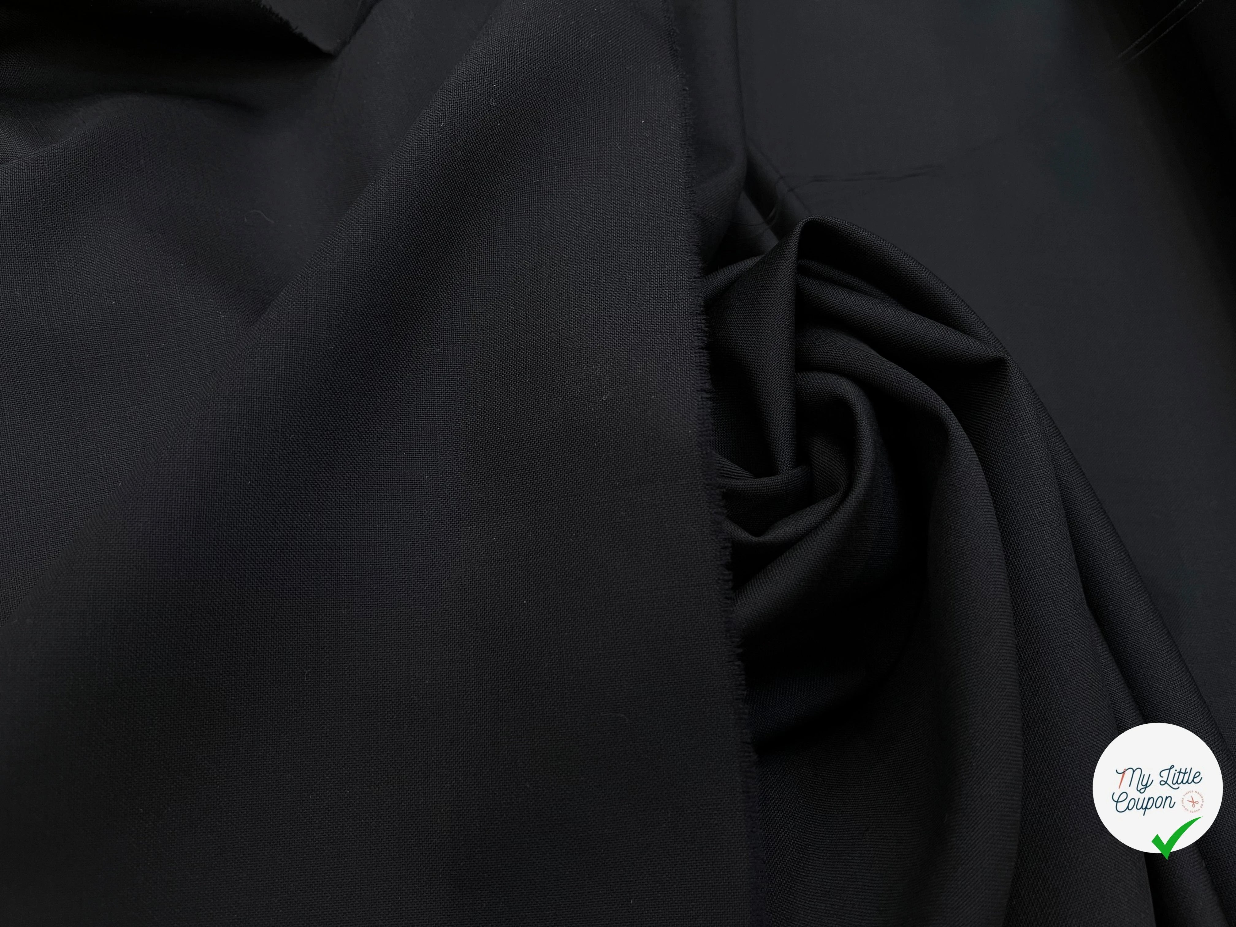 DRAPERIE DE LAINE BLEU NUIT FONCÉ DEPERLANTE FILS MULTICOLORES SUR LES LISIÈRES - My Little Coupon