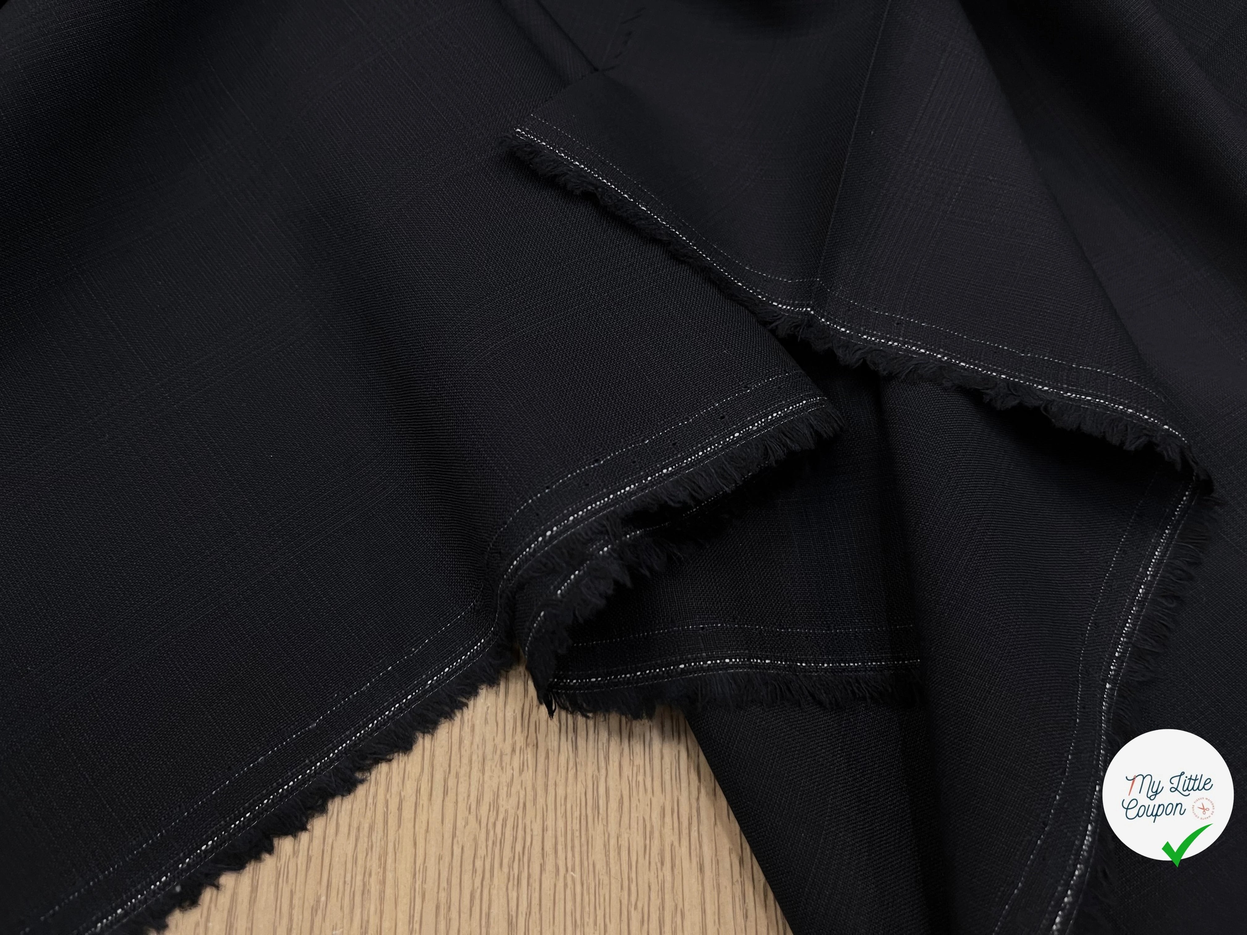 DRAPERIE DE LAINE BLEU NUIT FONCÉ ÉFFET LÉGER CARREAUX DEPERLANTE - My Little Coupon