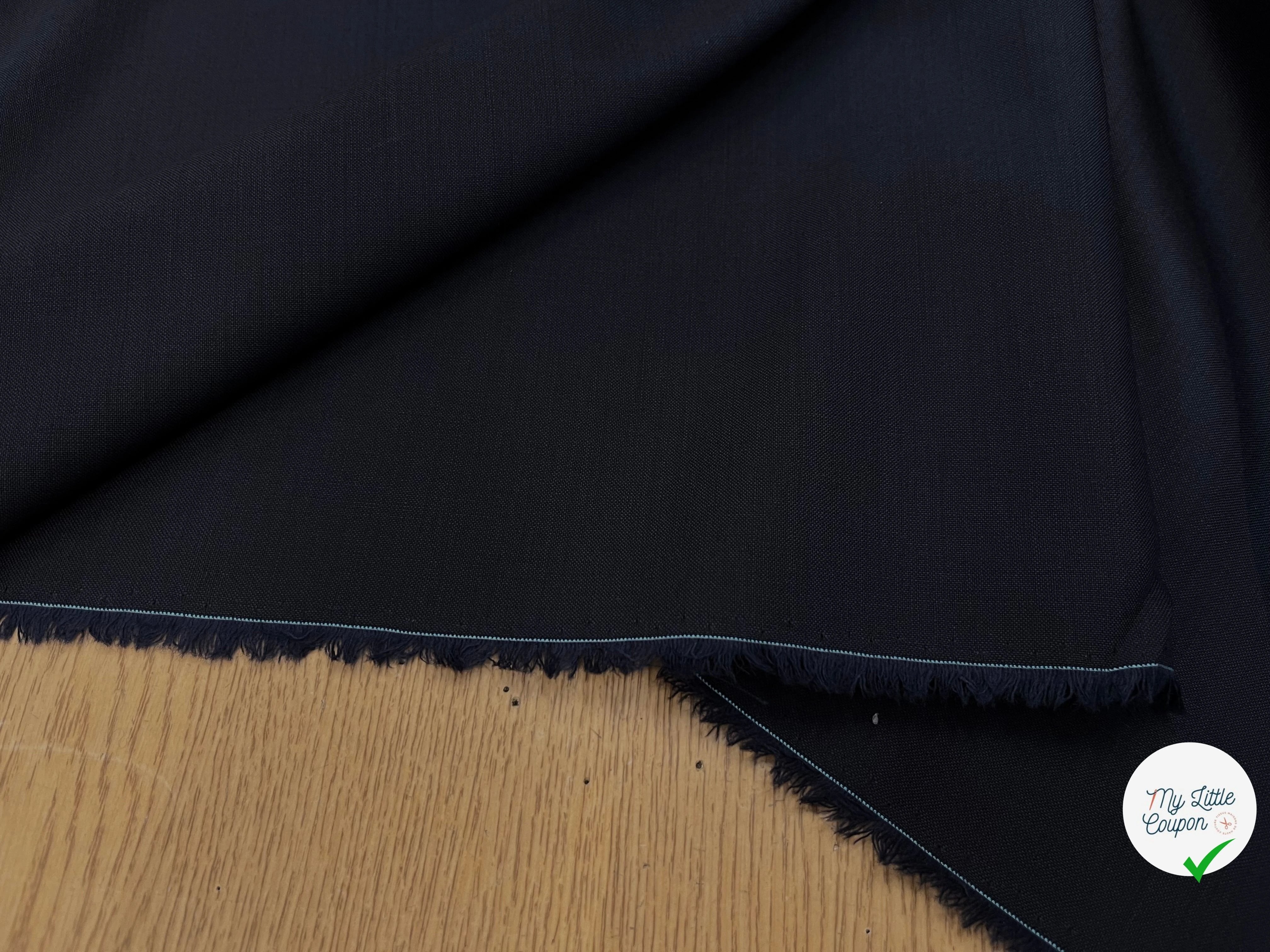 DRAPERIE DE LAINE BLEU NUIT MAGNIFIQUE&DEPERLANTE FIL BLEU SUR LA LISIÈRE - My Little Coupon