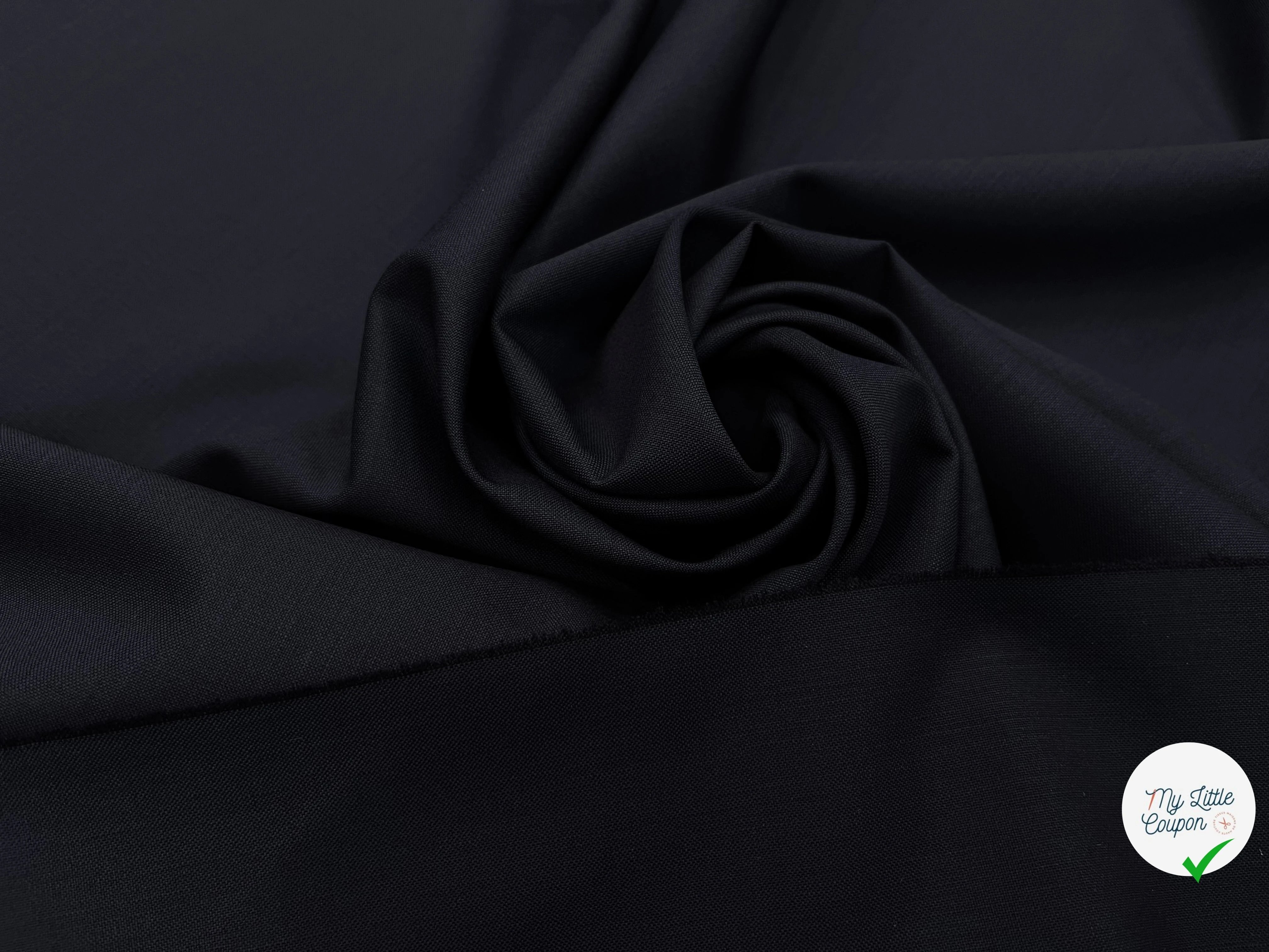 DRAPERIE DE LAINE BLEU NUIT MAGNIFIQUE&DEPERLANTE FIL BLEU SUR LA LISIÈRE - My Little Coupon
