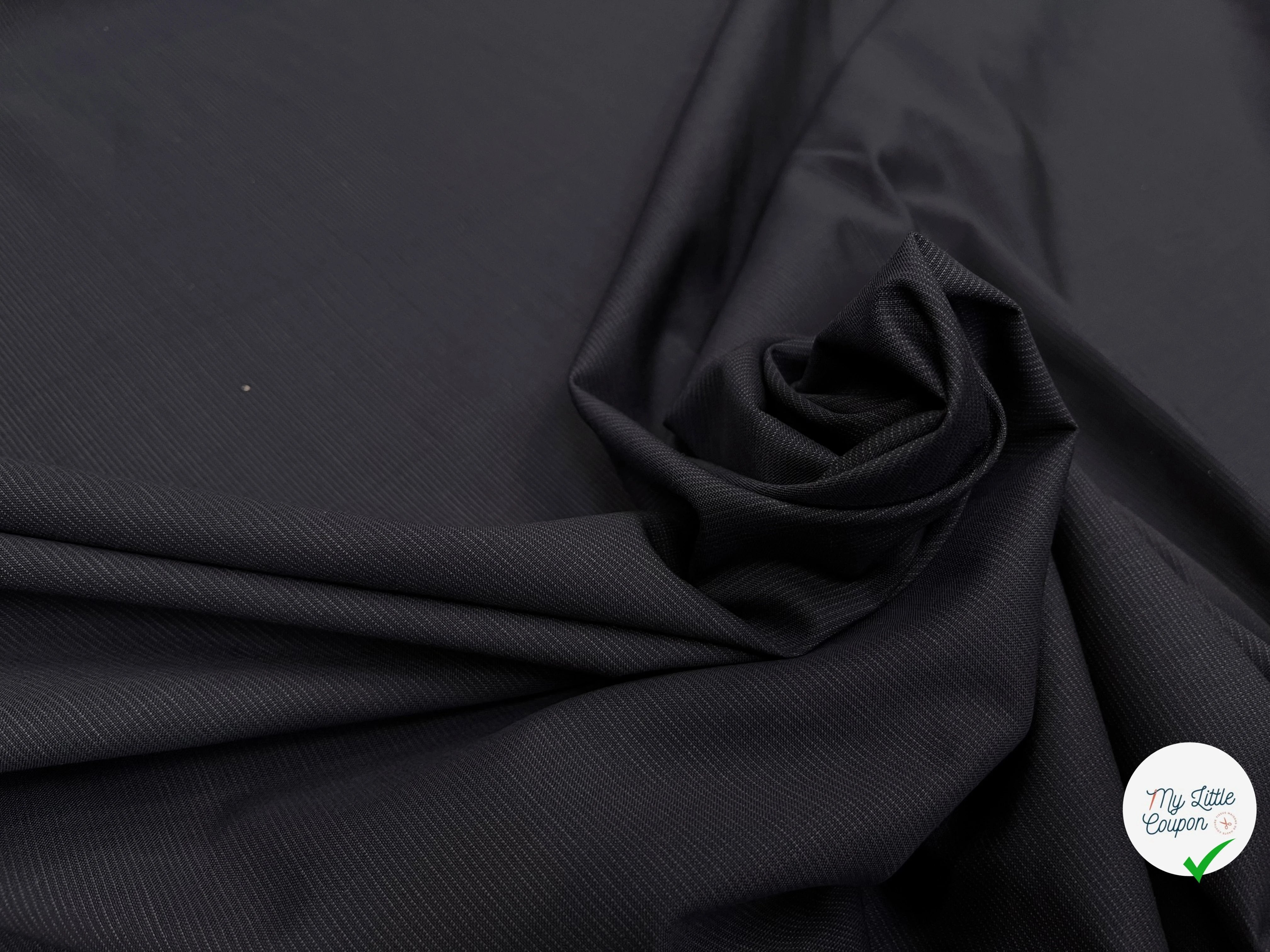 DRAPERIE DE LAINE DEPERLANTE BLEU NUIT GRIS FILS MULTICOLORES SUR LES LISIÈRES - My Little Coupon