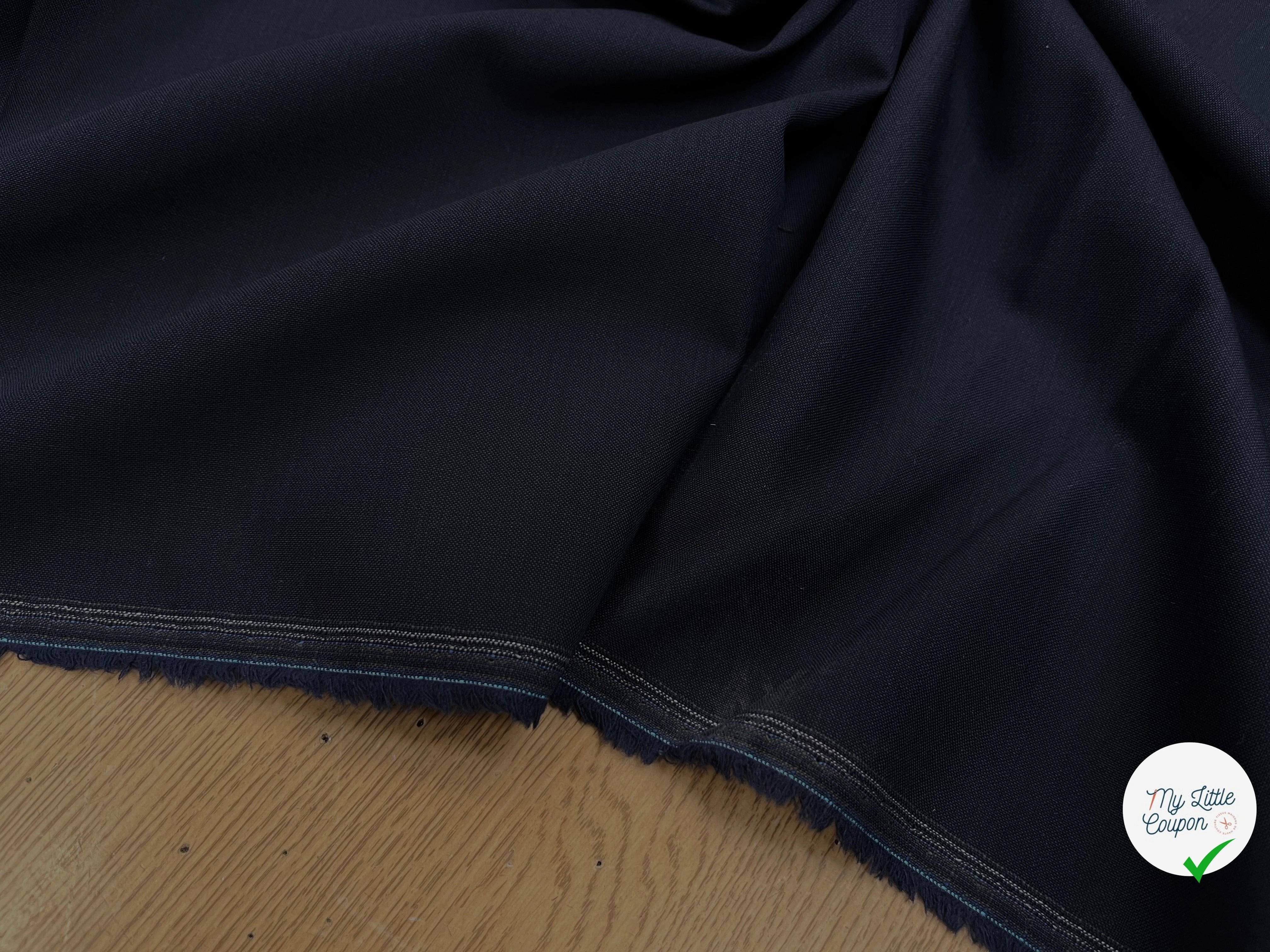 DRAPERIE DE LAINE EFFET PIQUÉE DEPERLANTE BLEU MARINE FONCÉ - My Little Coupon