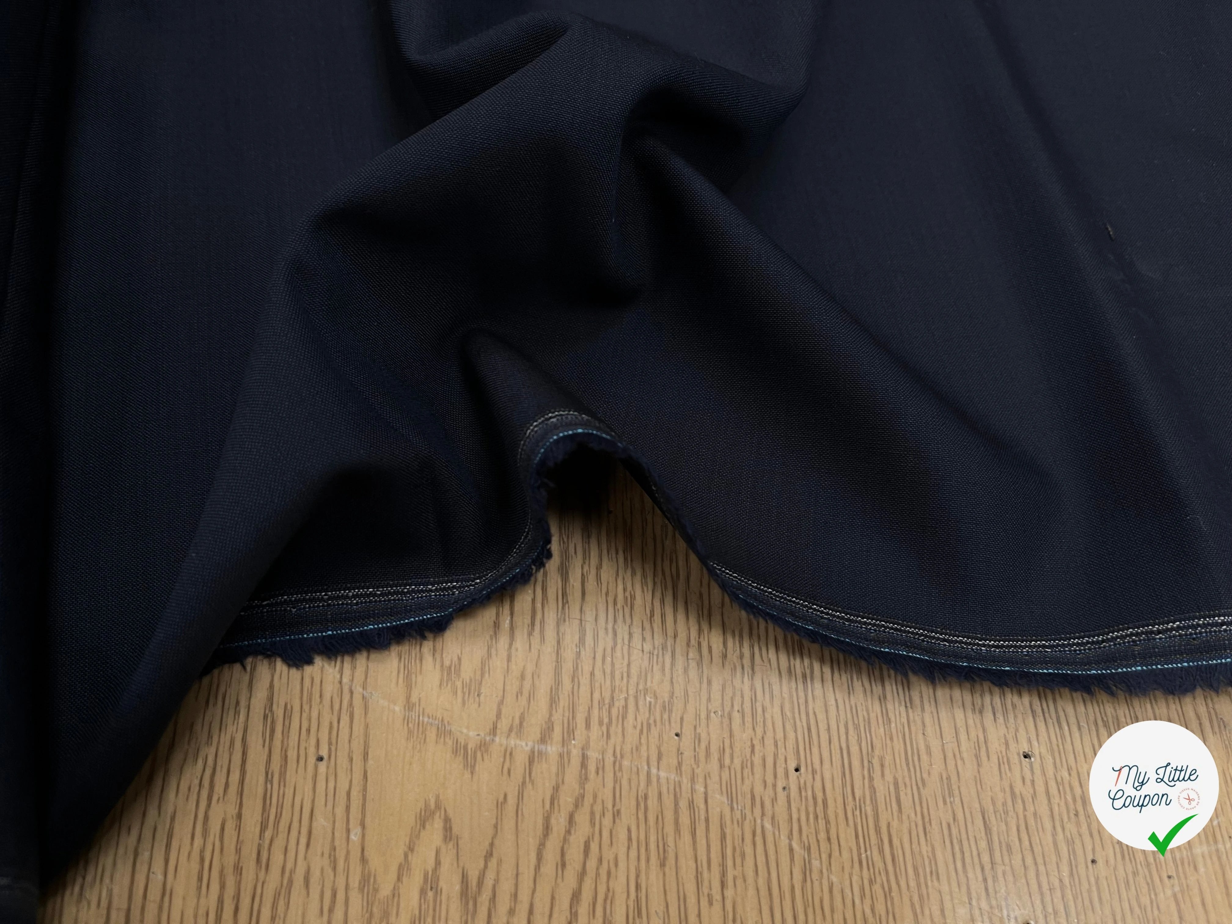 DRAPERIE DE LAINE EFFET PIQUÉE DEPERLANTE BLEU MARINE FONCÉ - My Little Coupon