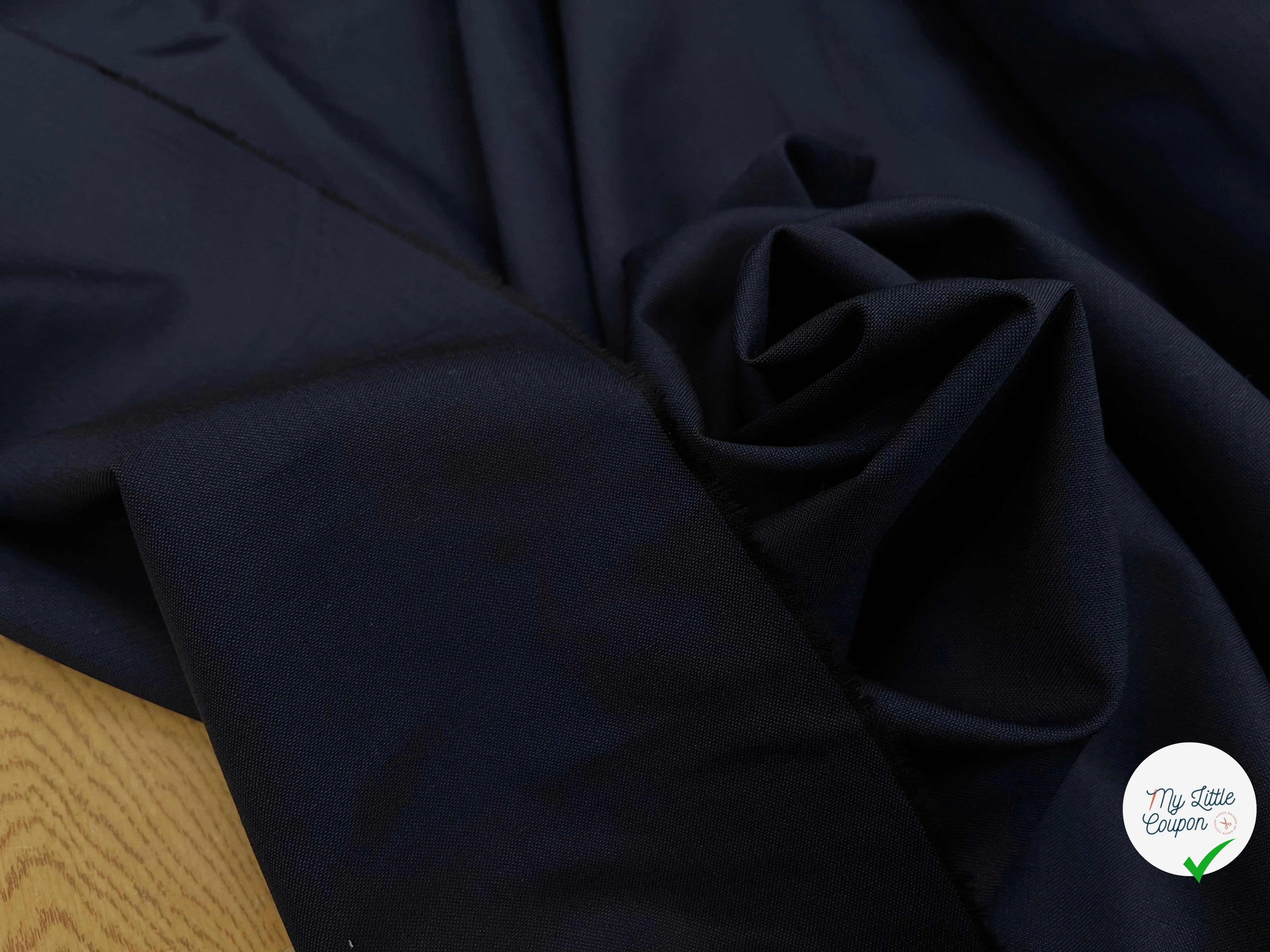 DRAPERIE DE LAINE EFFET PIQUÉE DEPERLANTE BLEU MARINE FONCÉ - My Little Coupon