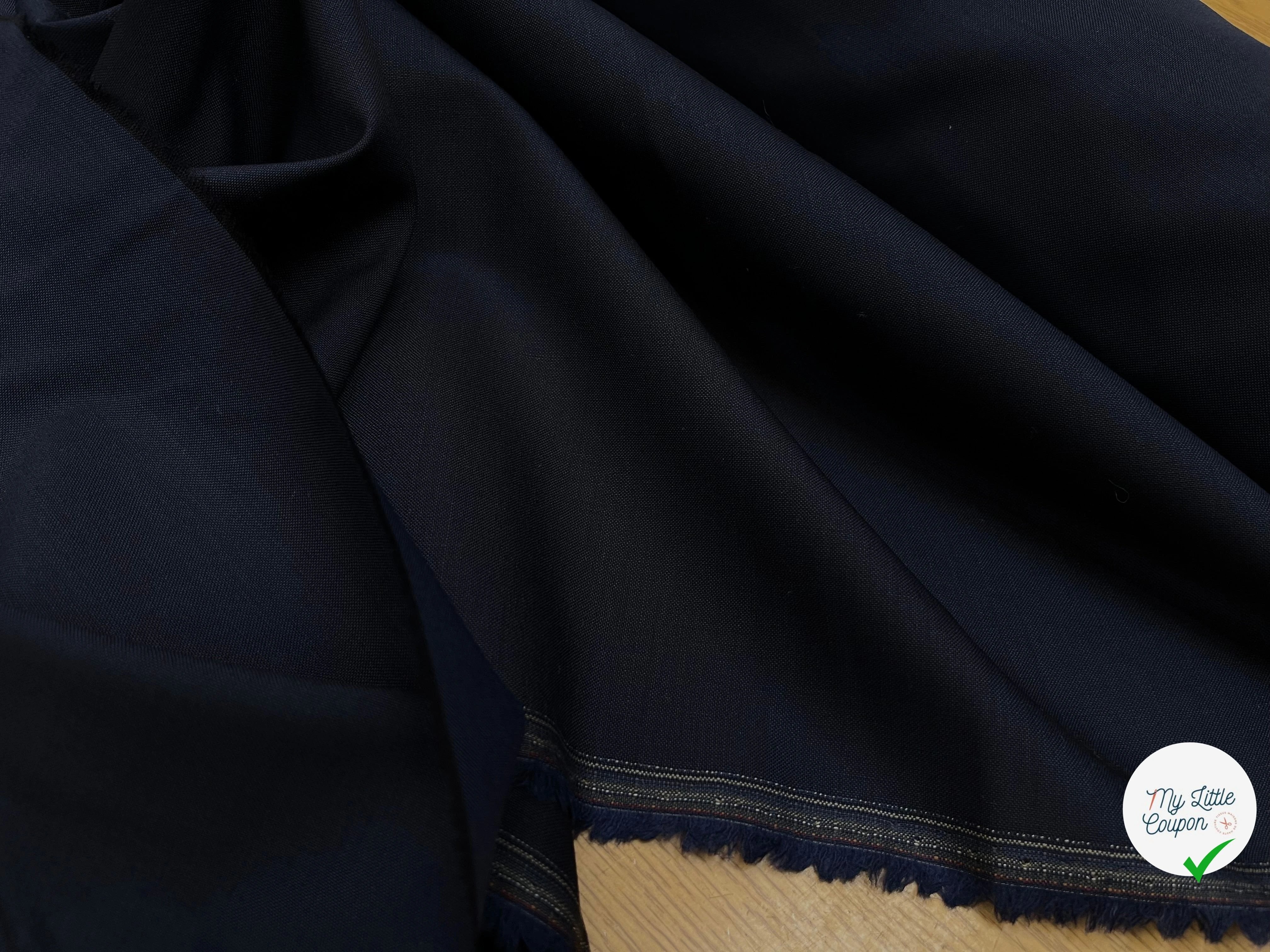 DRAPERIE DE LAINE EFFET PIQUÉE DEPERLANTE BLEU MARINE FONCÉ - My Little Coupon