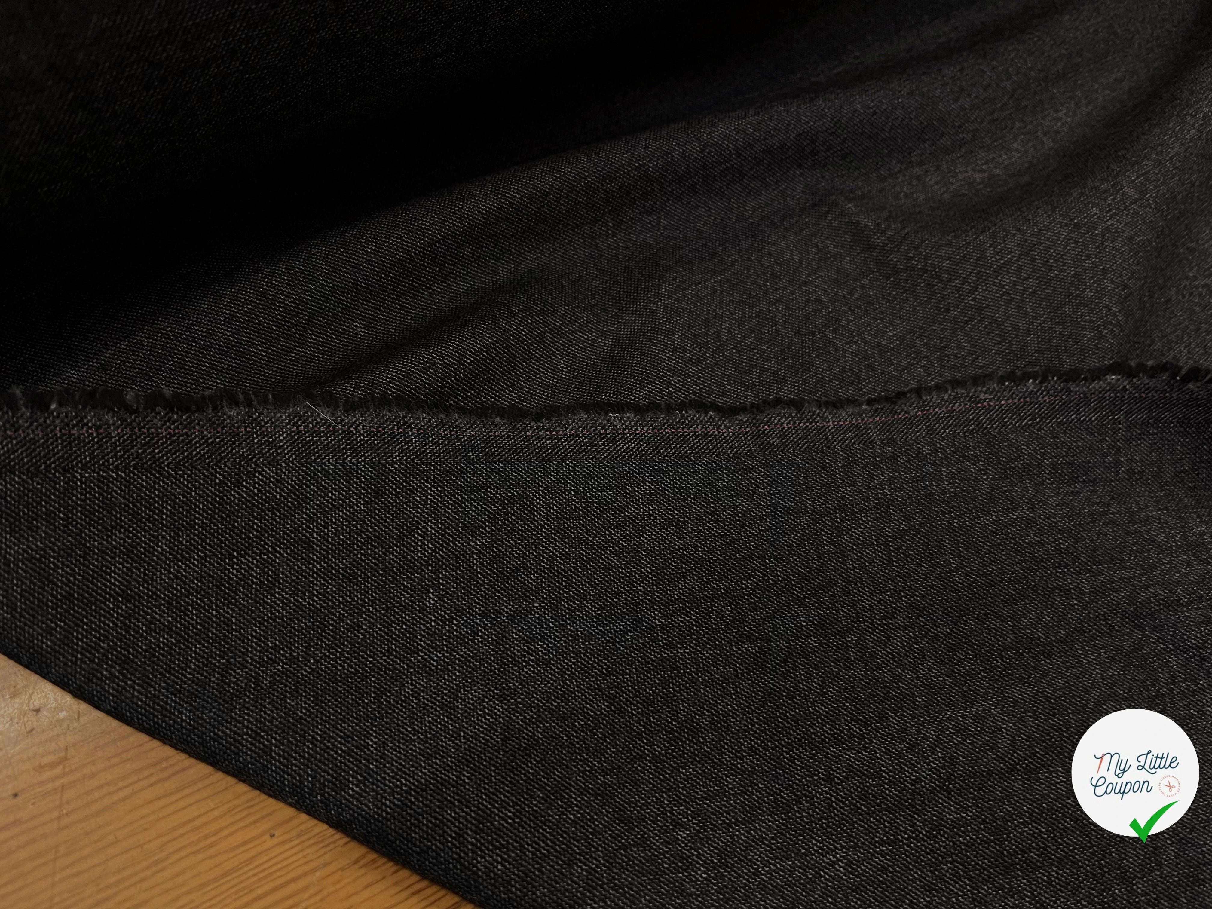 DRAPERIE DE LAINE FLANELLE GRIS CHINÉ DEPERLANTE FIL ROUGE SUR UNE LISIÈRE - My Little Coupon
