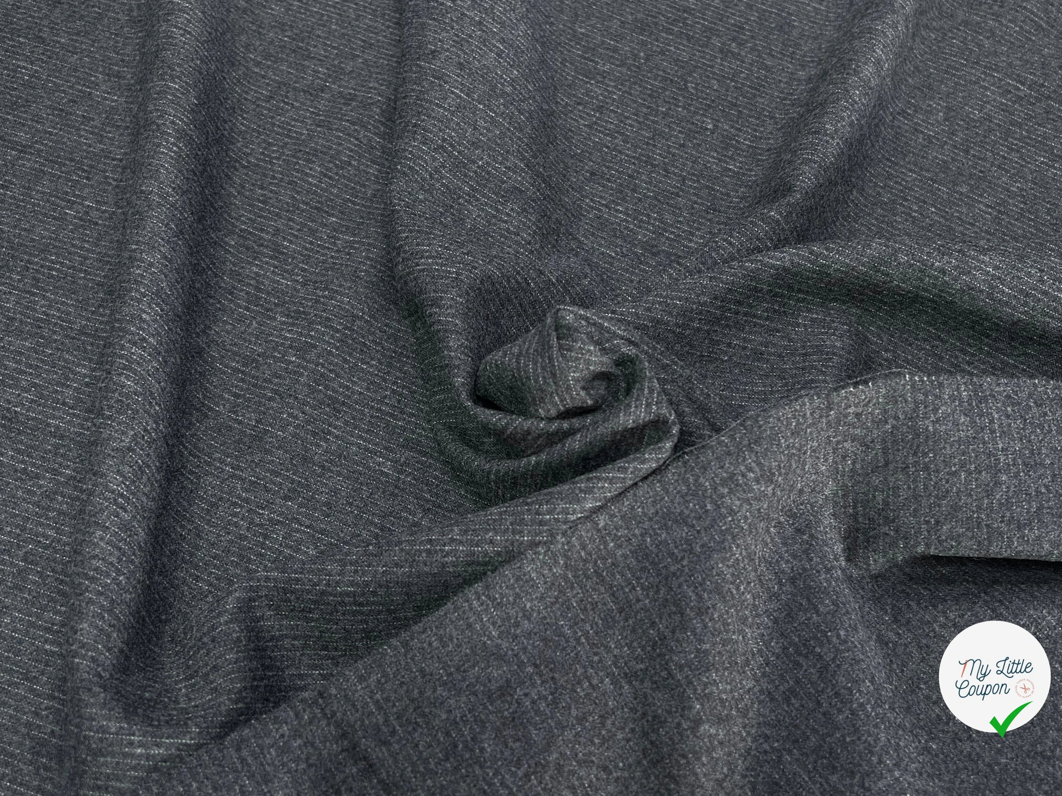DRAPERIE DE LAINE FLANELLE GRIS FINE RAYURES BLANCHE - My Little Coupon