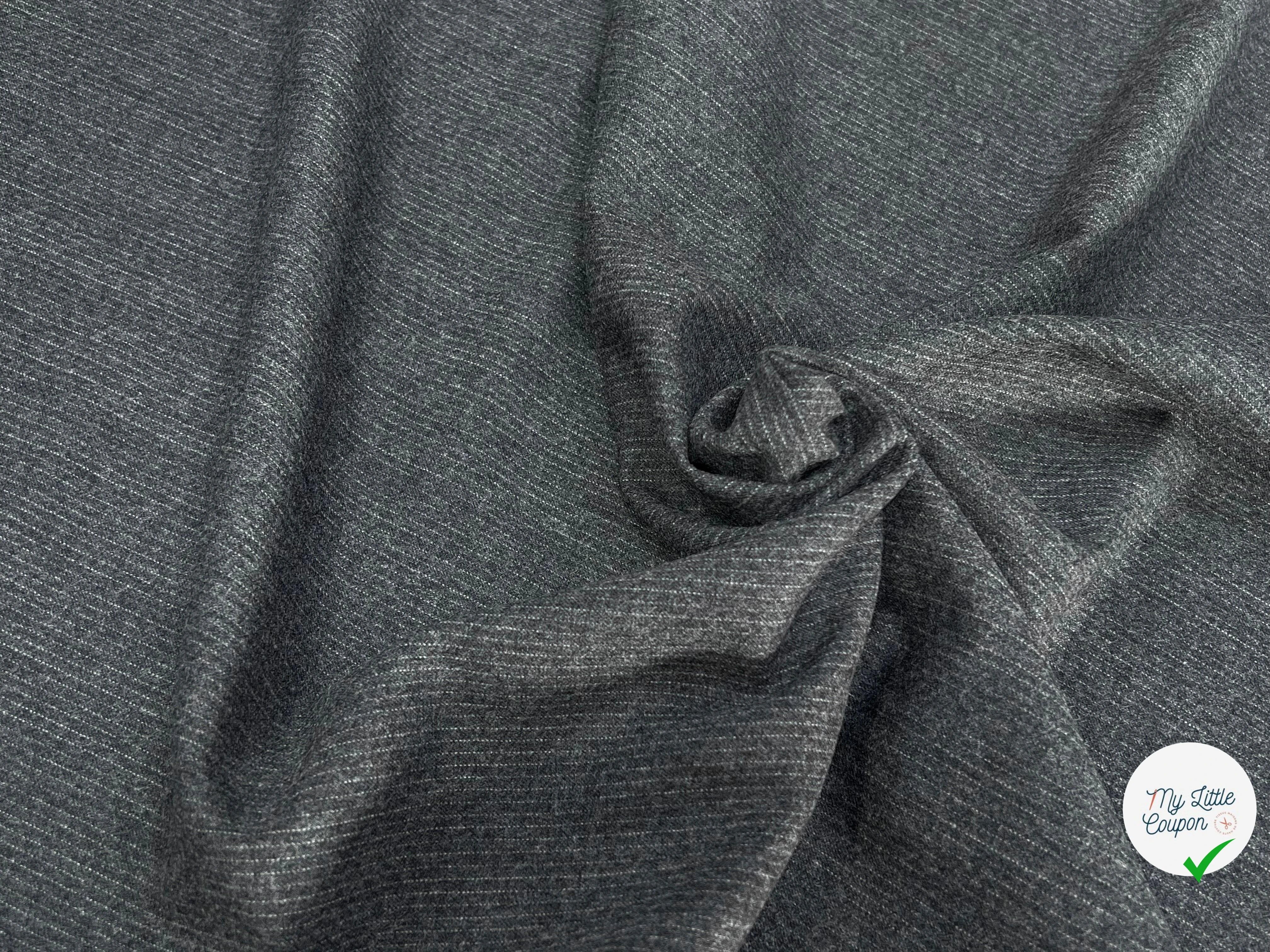 DRAPERIE DE LAINE FLANELLE GRIS FINE RAYURES BLANCHE - My Little Coupon