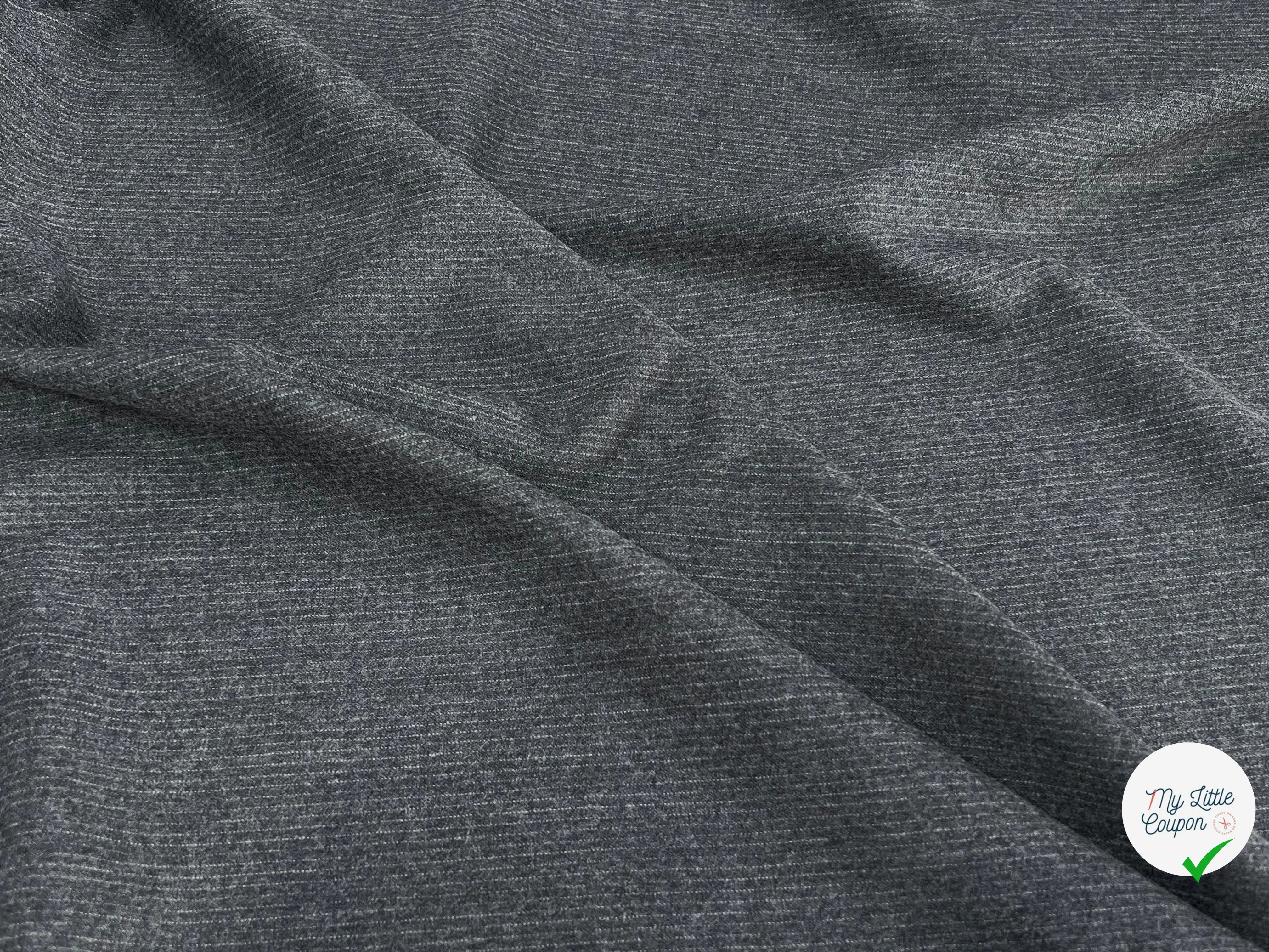 DRAPERIE DE LAINE FLANELLE GRIS FINE RAYURES BLANCHE - My Little Coupon