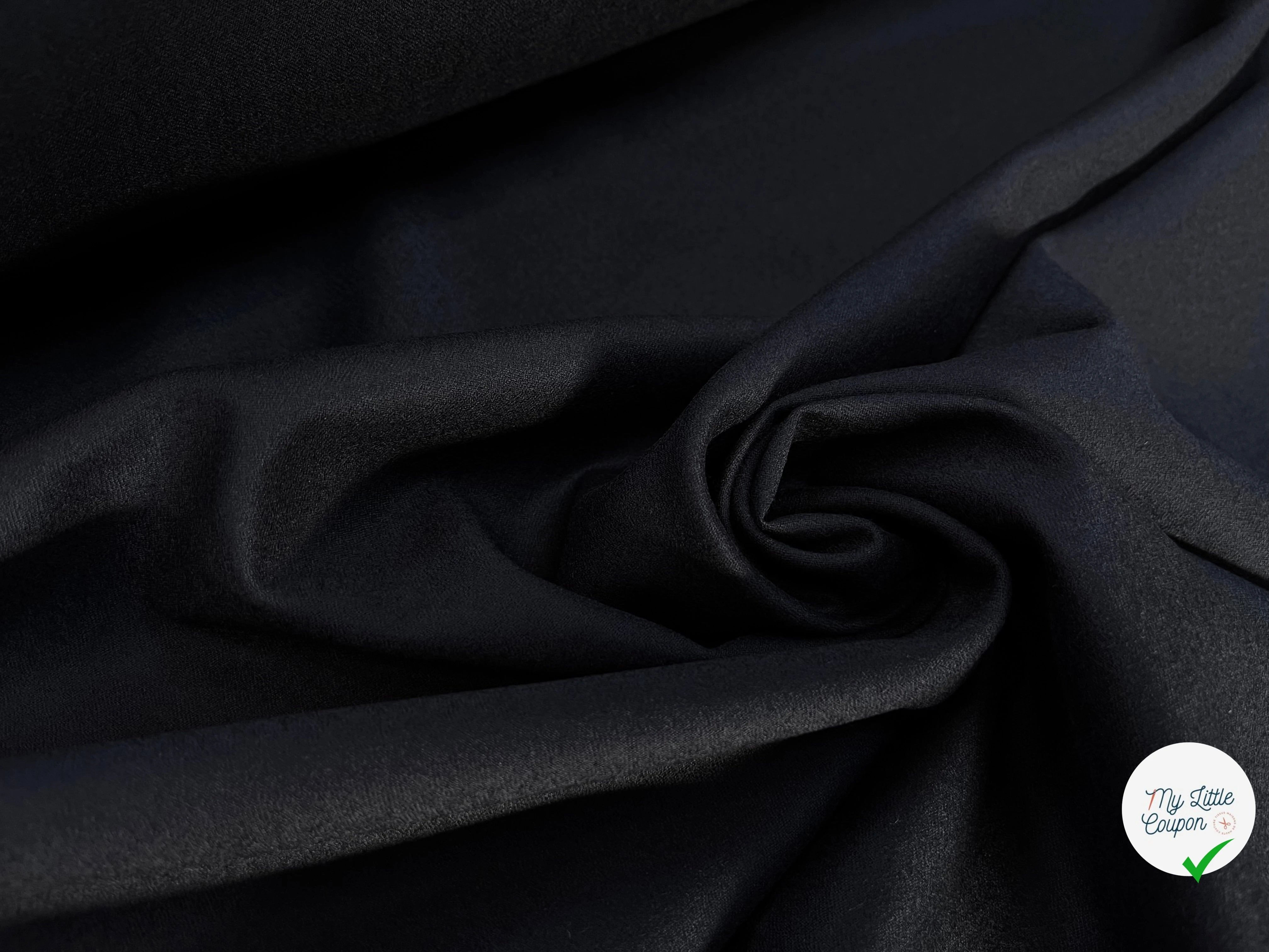 DRAPERIE DE LAINE FLANELLE NOIR DEPERLANTE - My Little Coupon