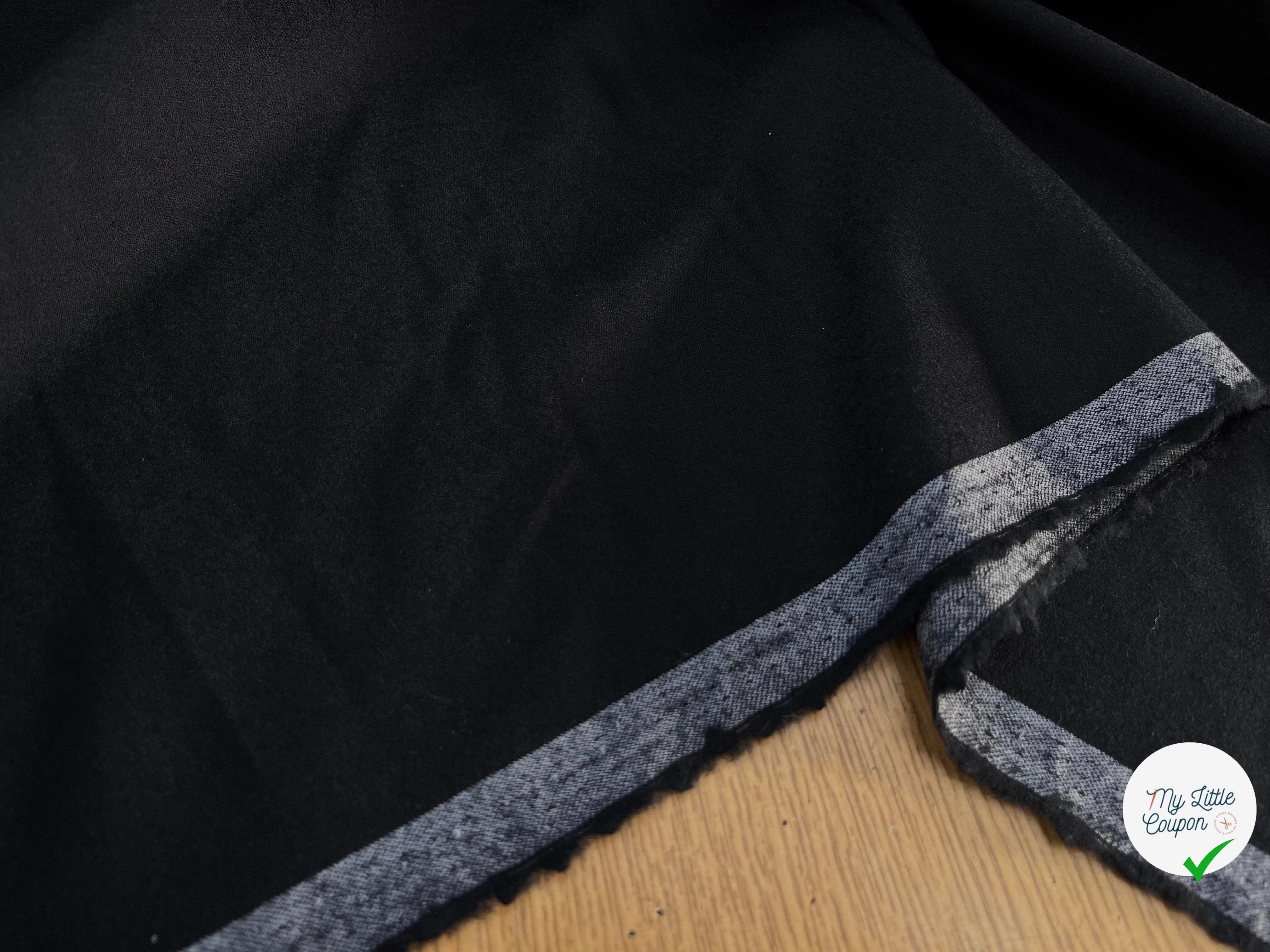 DRAPERIE DE LAINE FLANELLE NOIR DEPERLANTE - My Little Coupon