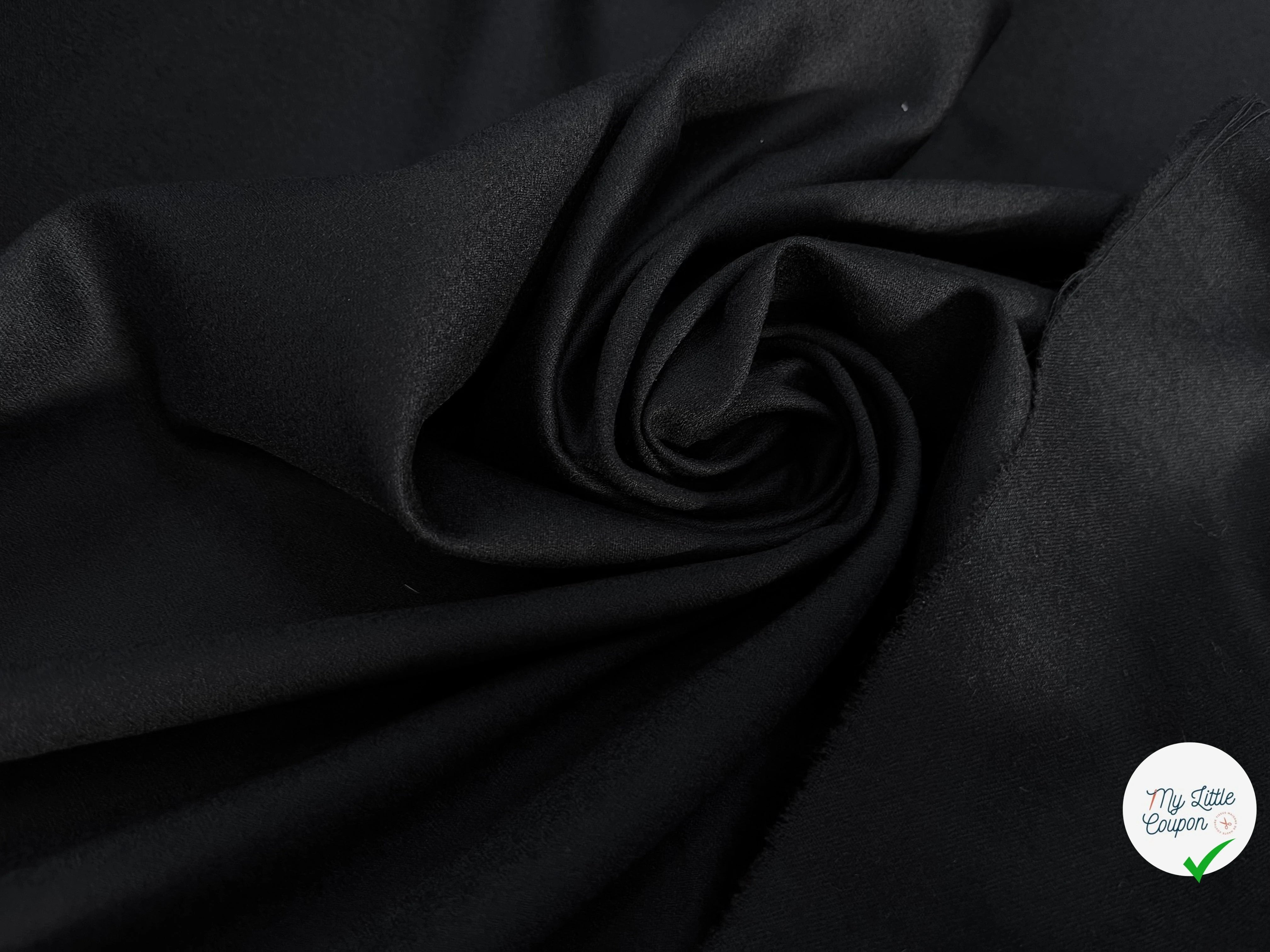 DRAPERIE DE LAINE FLANELLE NOIR DEPERLANTE - My Little Coupon