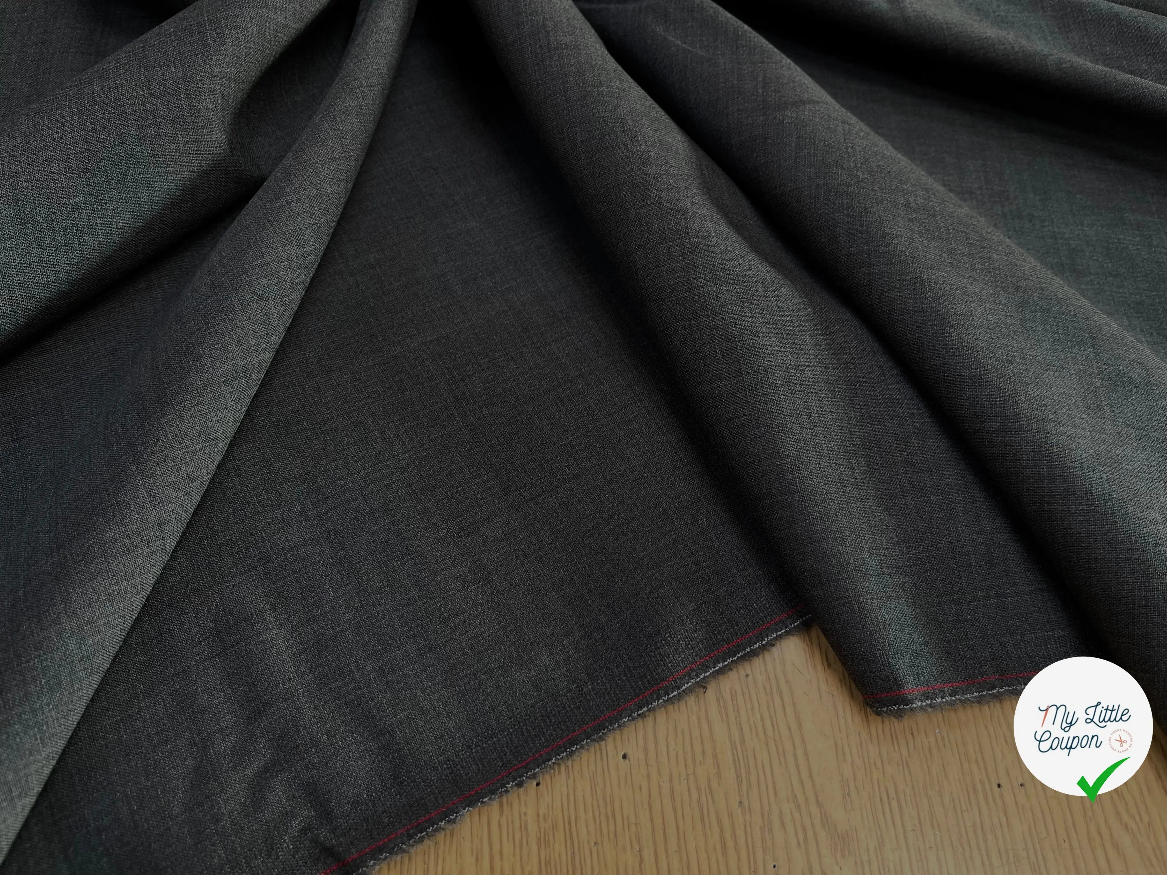 DRAPERIE DE LAINE GRIS DEPERLANTE FIL ROUGE SUR UNE LISIÈRE - My Little Coupon