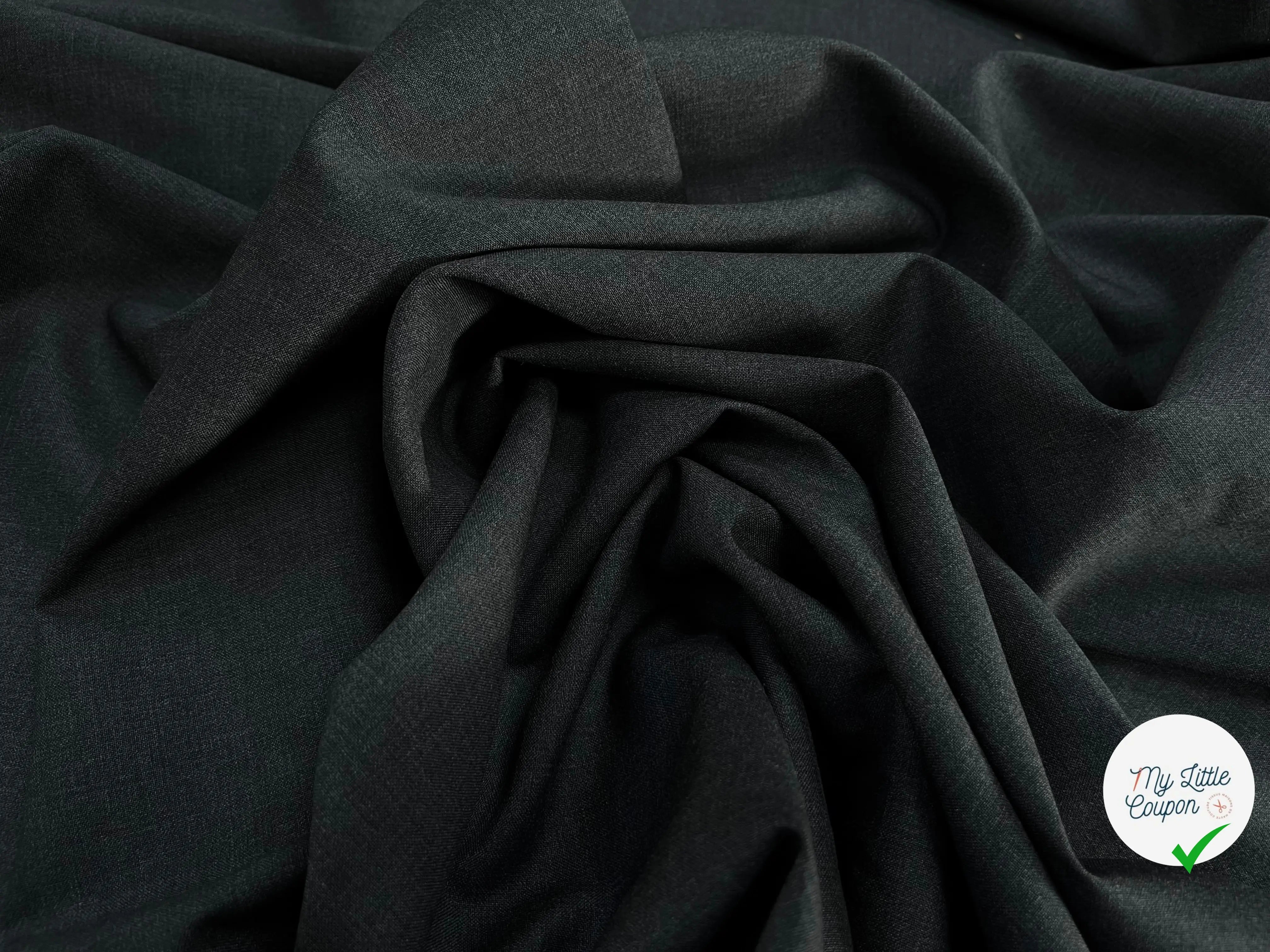 DRAPERIE DE LAINE GRIS FONCÉ FIL BLEU SUR UNE LISIÈRE & DEPERLANTE - My Little Coupon
