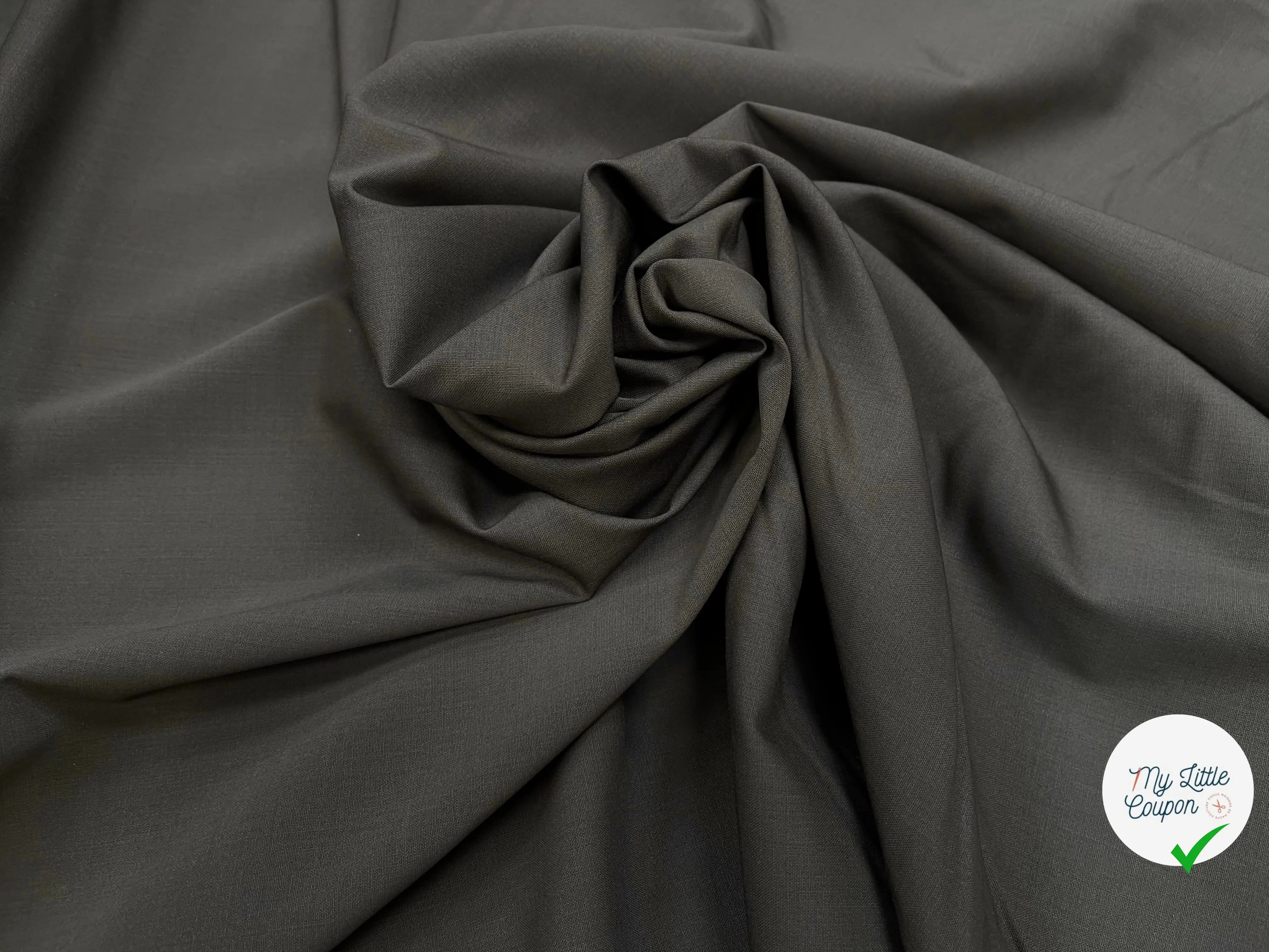 DRAPERIE DE LAINE GRIS KAKI STRETCH DEPERLANTE - My Little Coupon