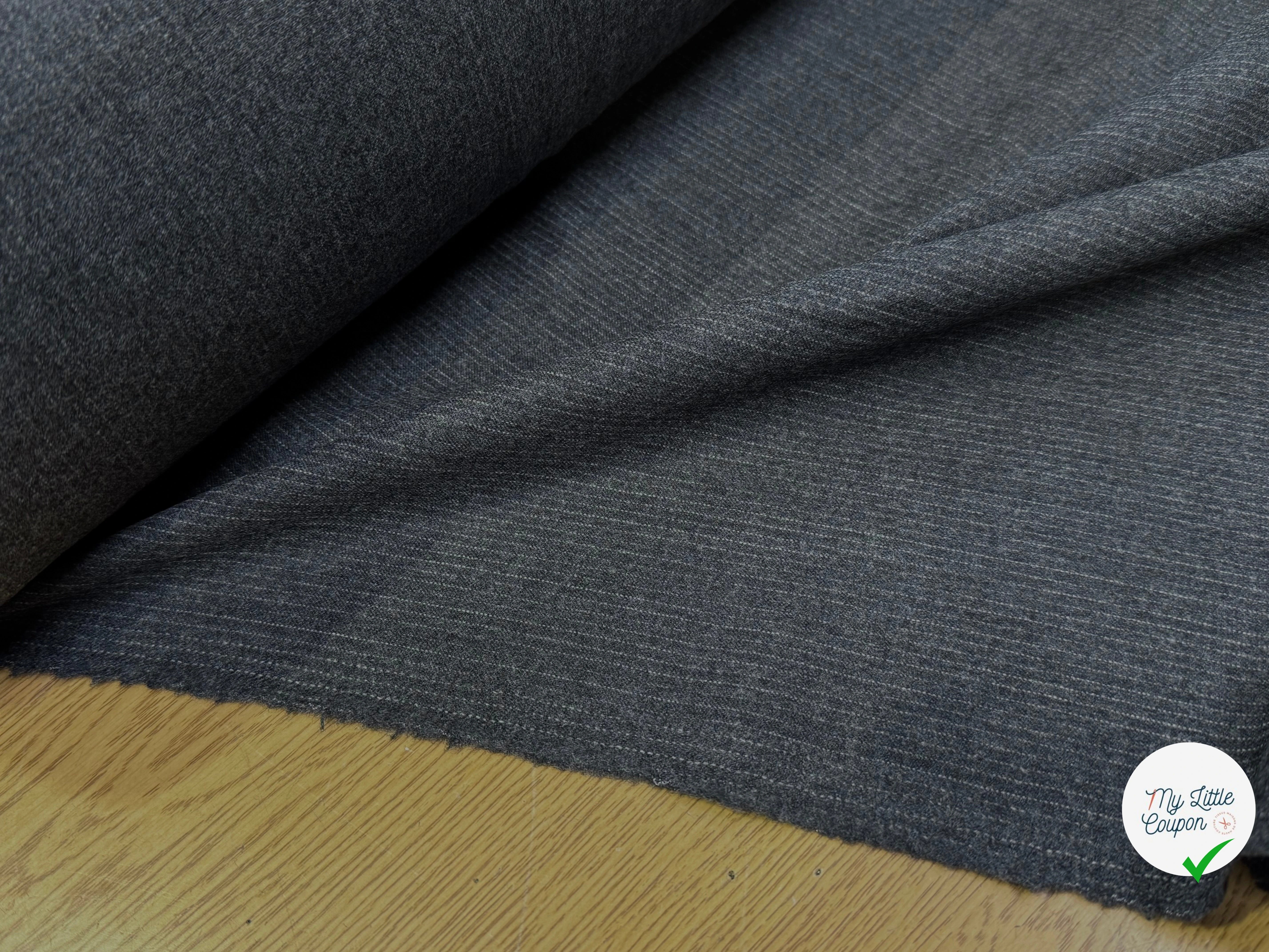 DRAPERIE DE LAINE GRISE FINE RAYURES BLANCHE 100%W - My Little Coupon