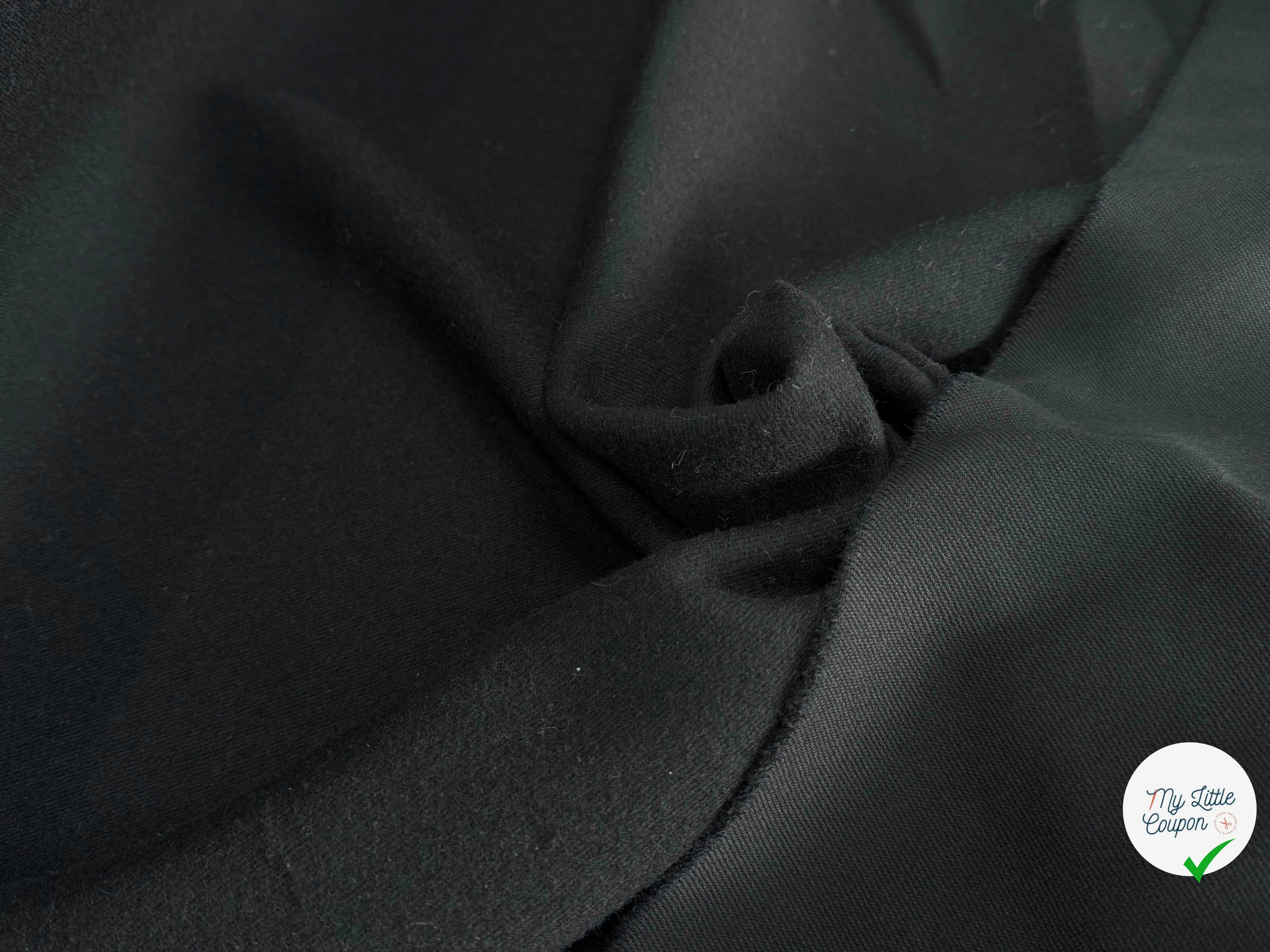 DRAPERIE DE LAINE LOURDE SERGÉE ENDROIT GRATTÉ NOIR SUBLIMISSIME - My Little Coupon