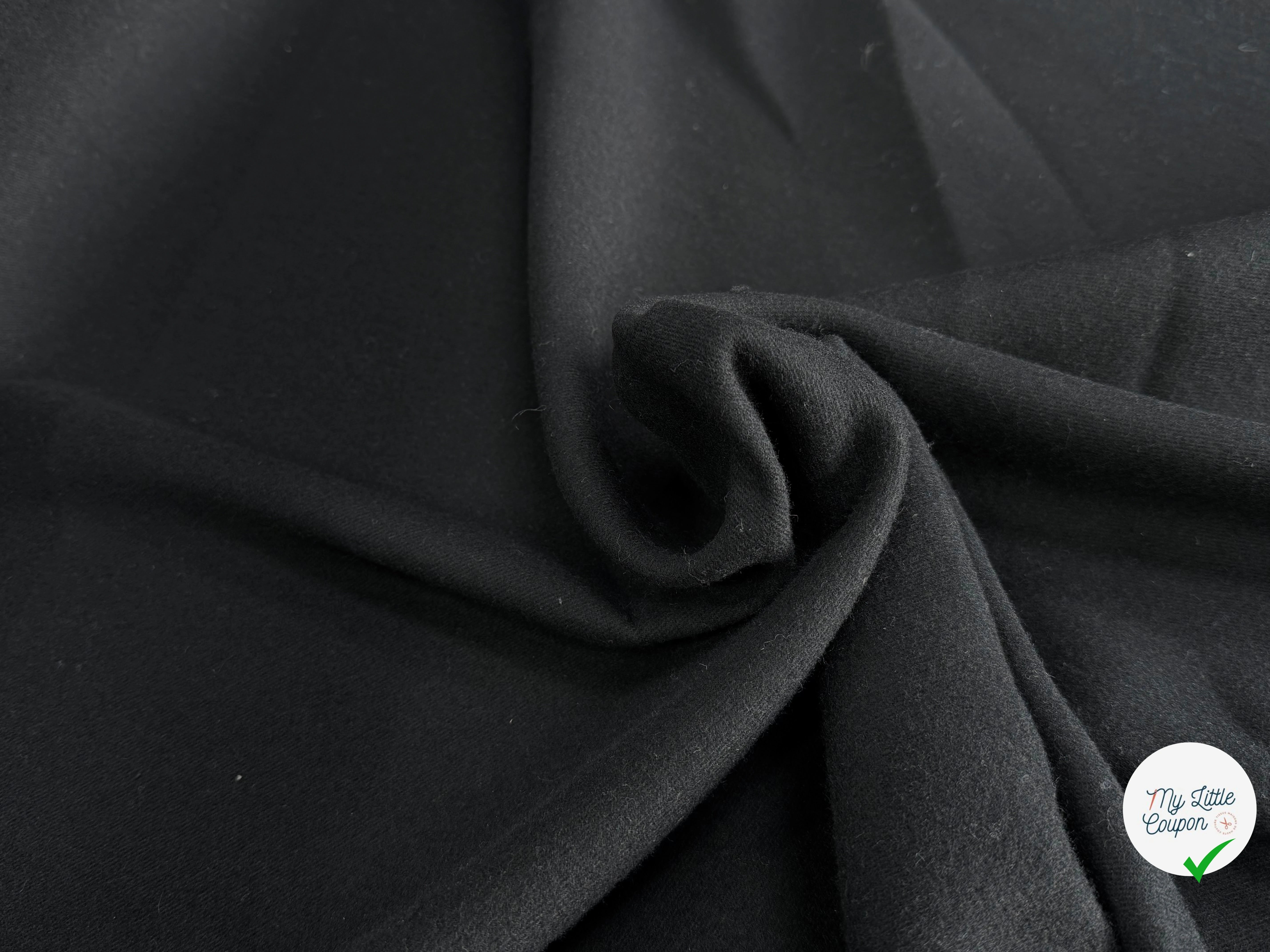 DRAPERIE DE LAINE LOURDE SERGÉE ENDROIT GRATTÉ NOIR SUBLIMISSIME - My Little Coupon