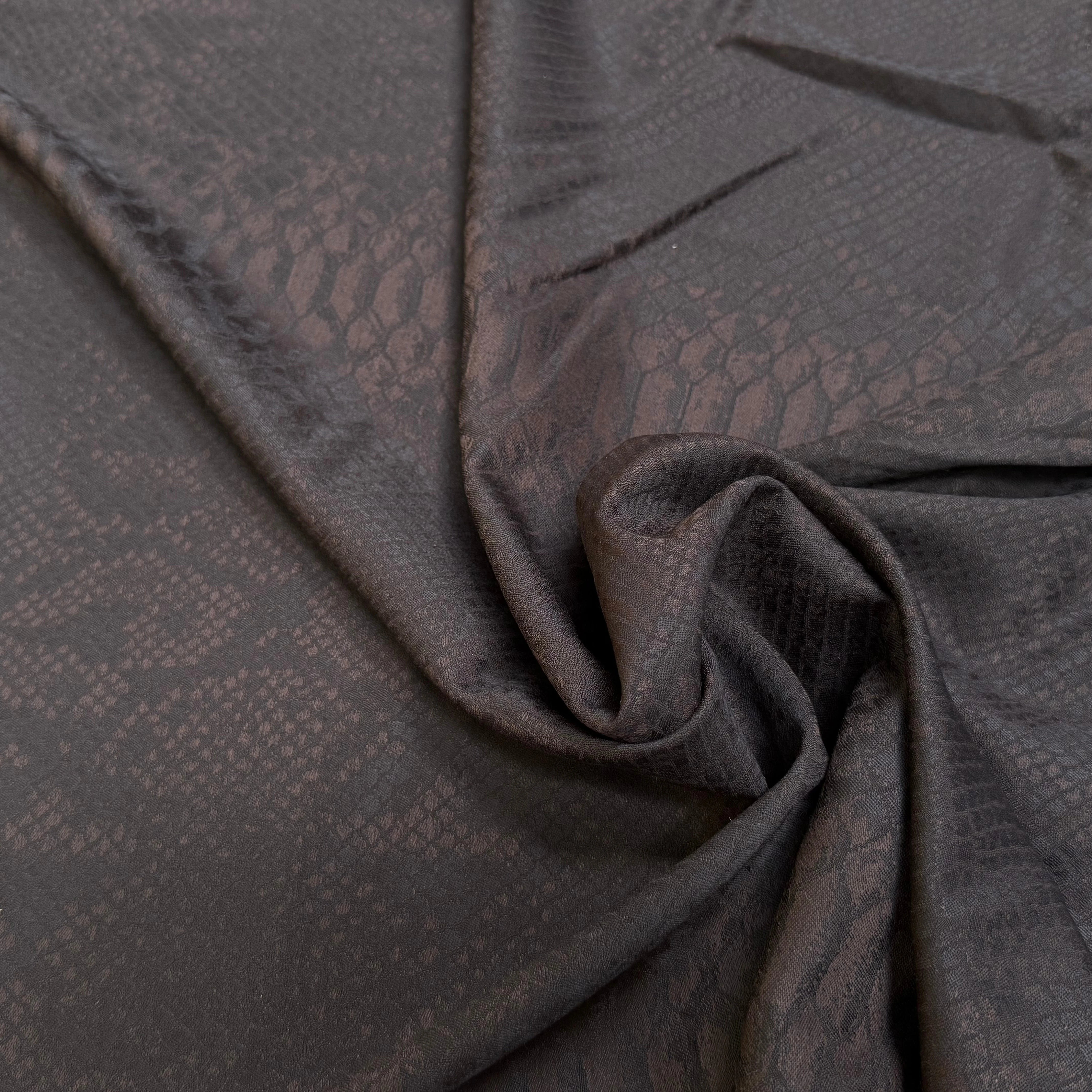 DRAPERIE DE LAINE PYTHON MARRON NOIR LÉGÈREMENT SATINÉE TRÈS CHIC - My Little Coupon
