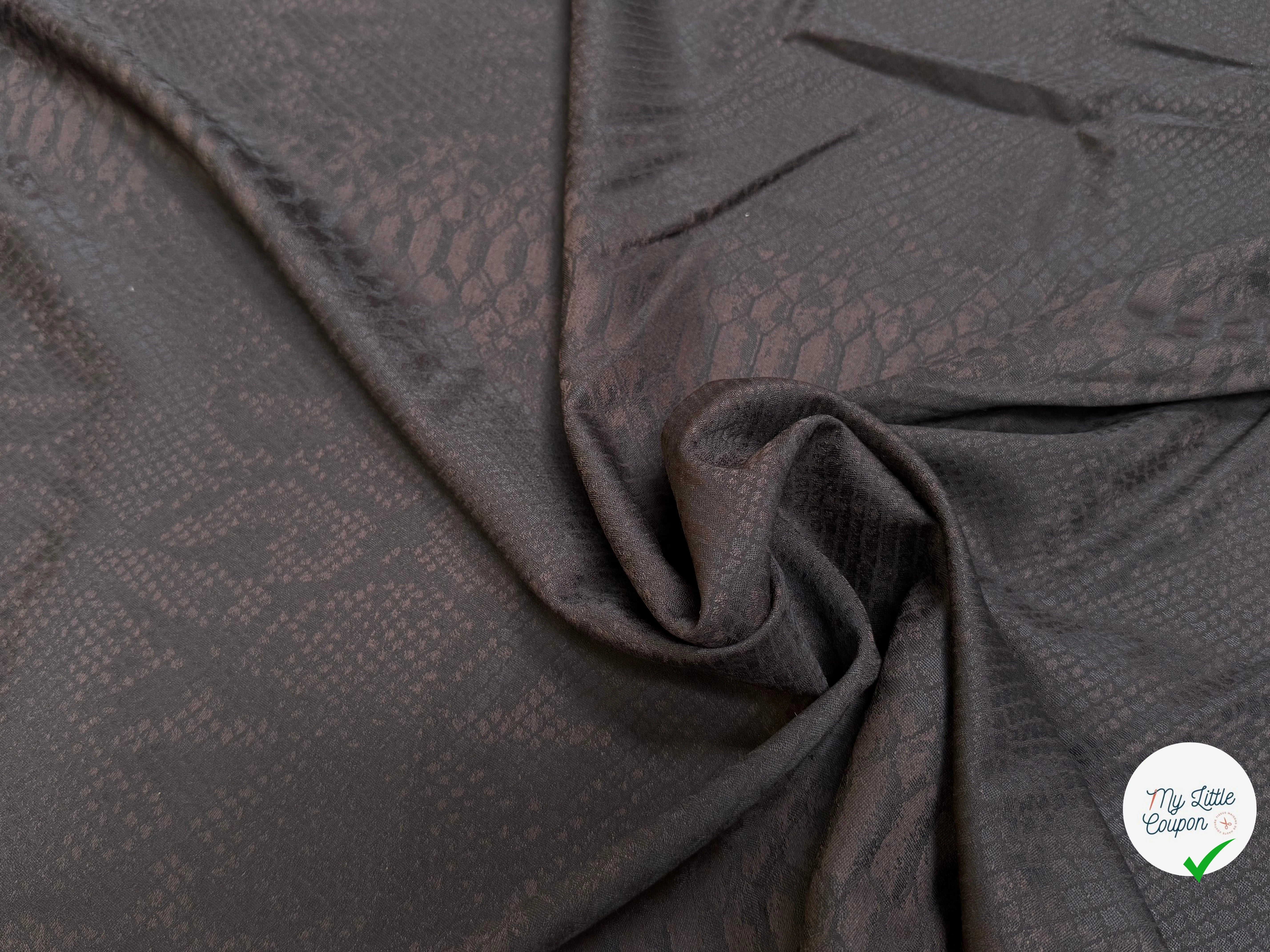 DRAPERIE DE LAINE PYTHON MARRON NOIR LÉGÈREMENT SATINÉE TRÈS CHIC - My Little Coupon