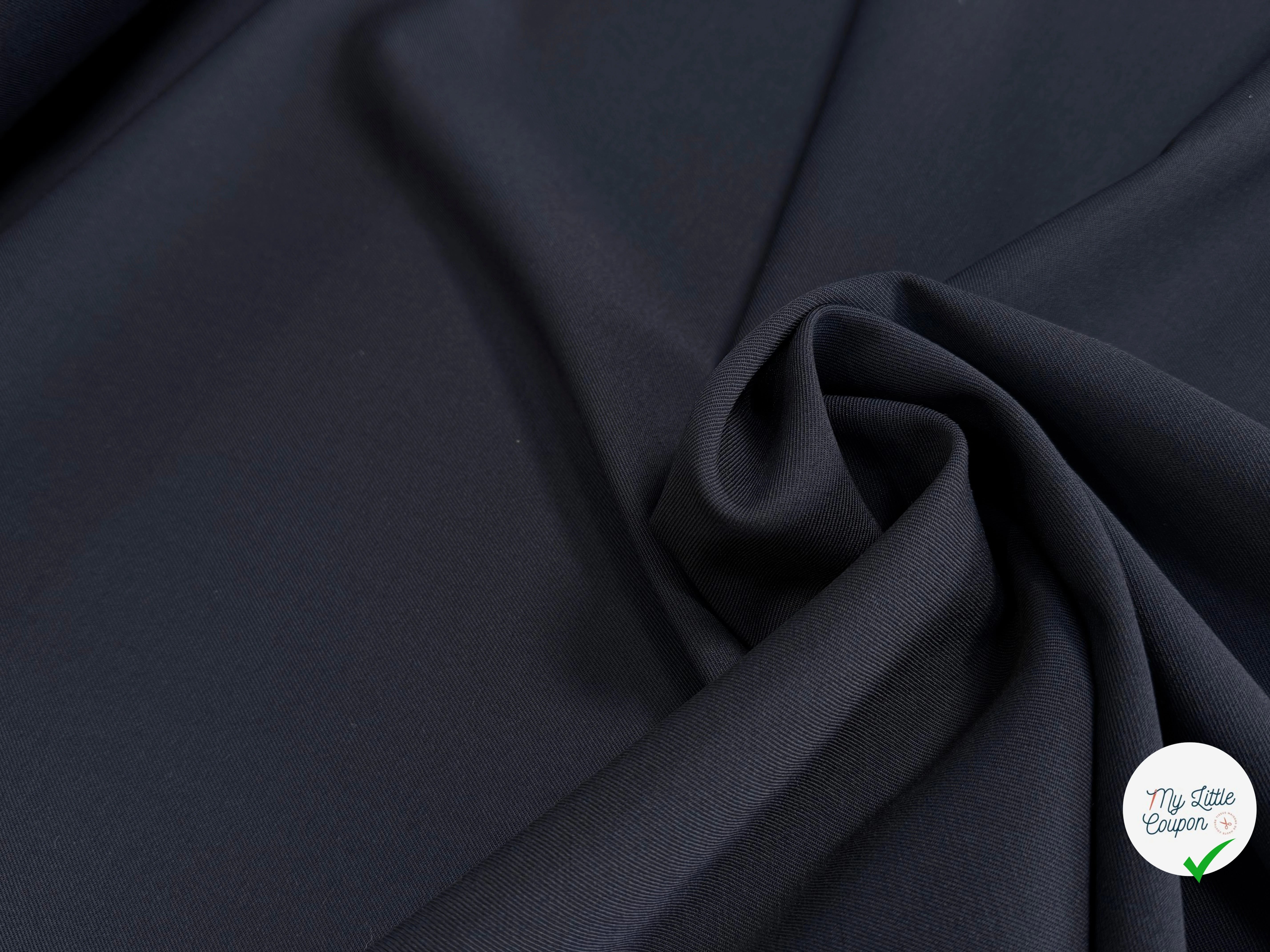 DRAPERIE DE LAINE SERGÉE LOURDE ET STRETCH BLEU NUIT BELLE TENUE - My Little Coupon