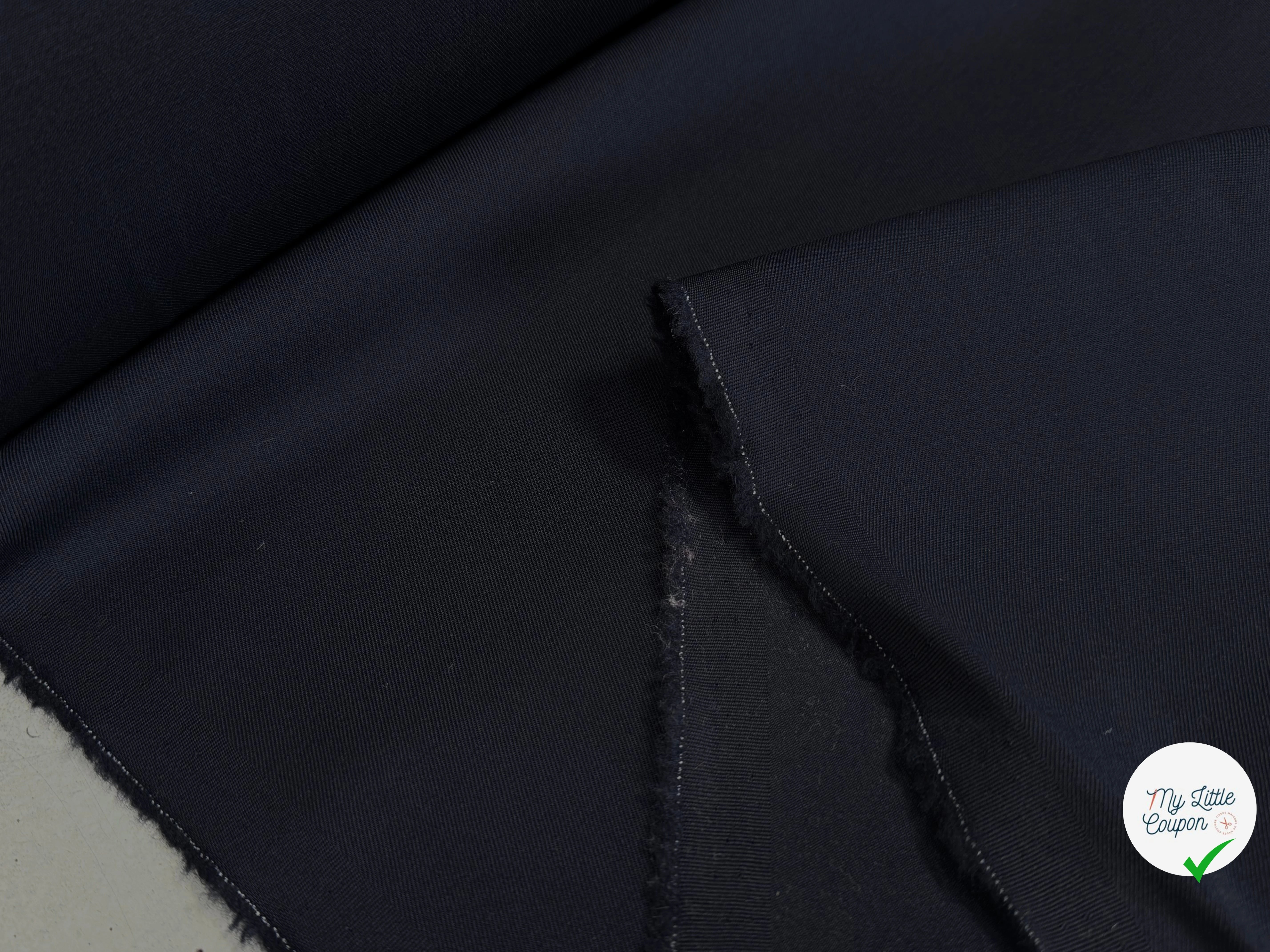 DRAPERIE DE LAINE SERGÉE LOURDE ET STRETCH BLEU NUIT BELLE TENUE - My Little Coupon