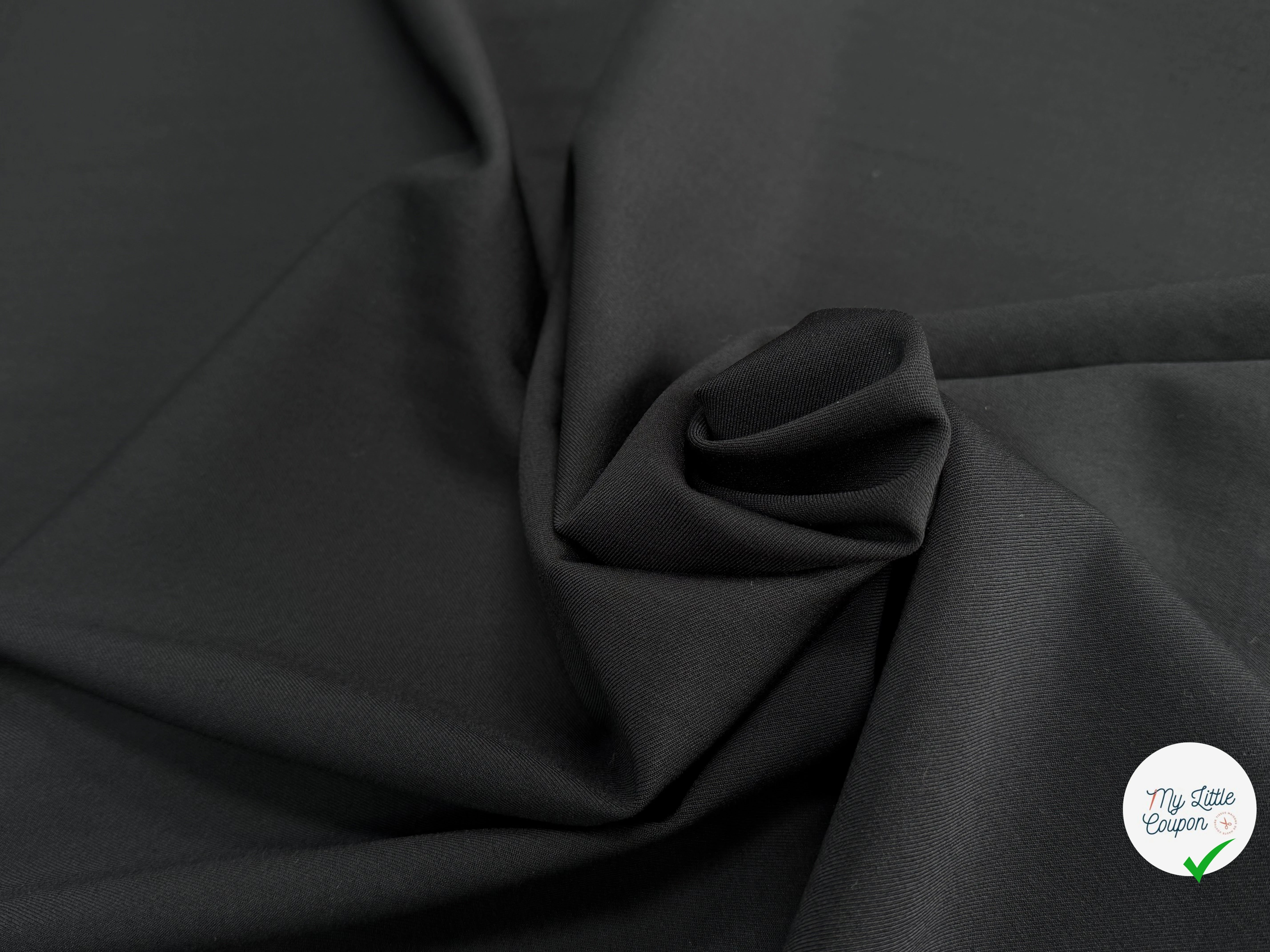 DRAPERIE DE LAINE SERGÉE LOURDE ET STRETCH NOIR BELLE TENUE - My Little Coupon